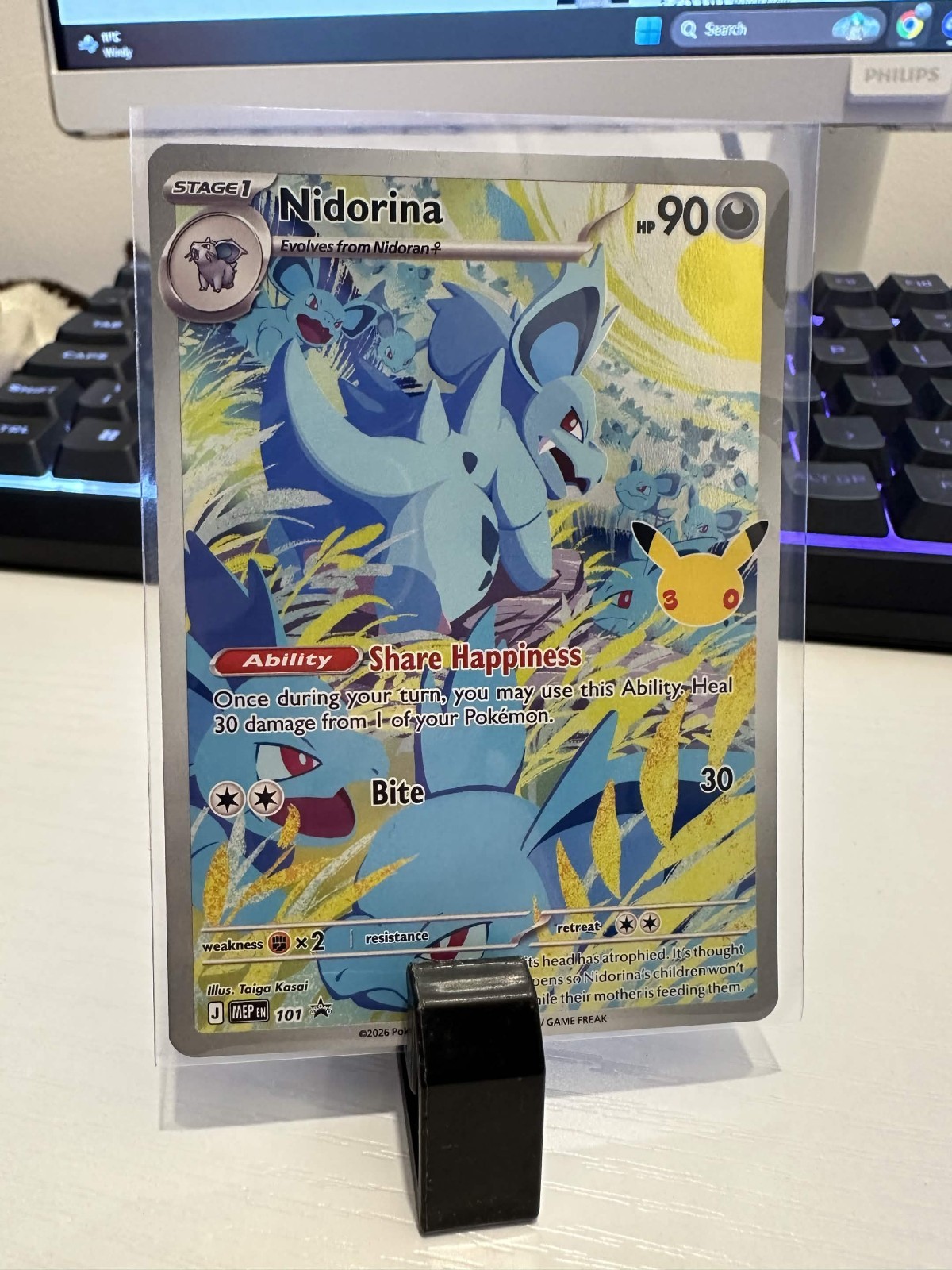Pokémon TCG Nidorina 30th Anniversary Holo Promo Card NM