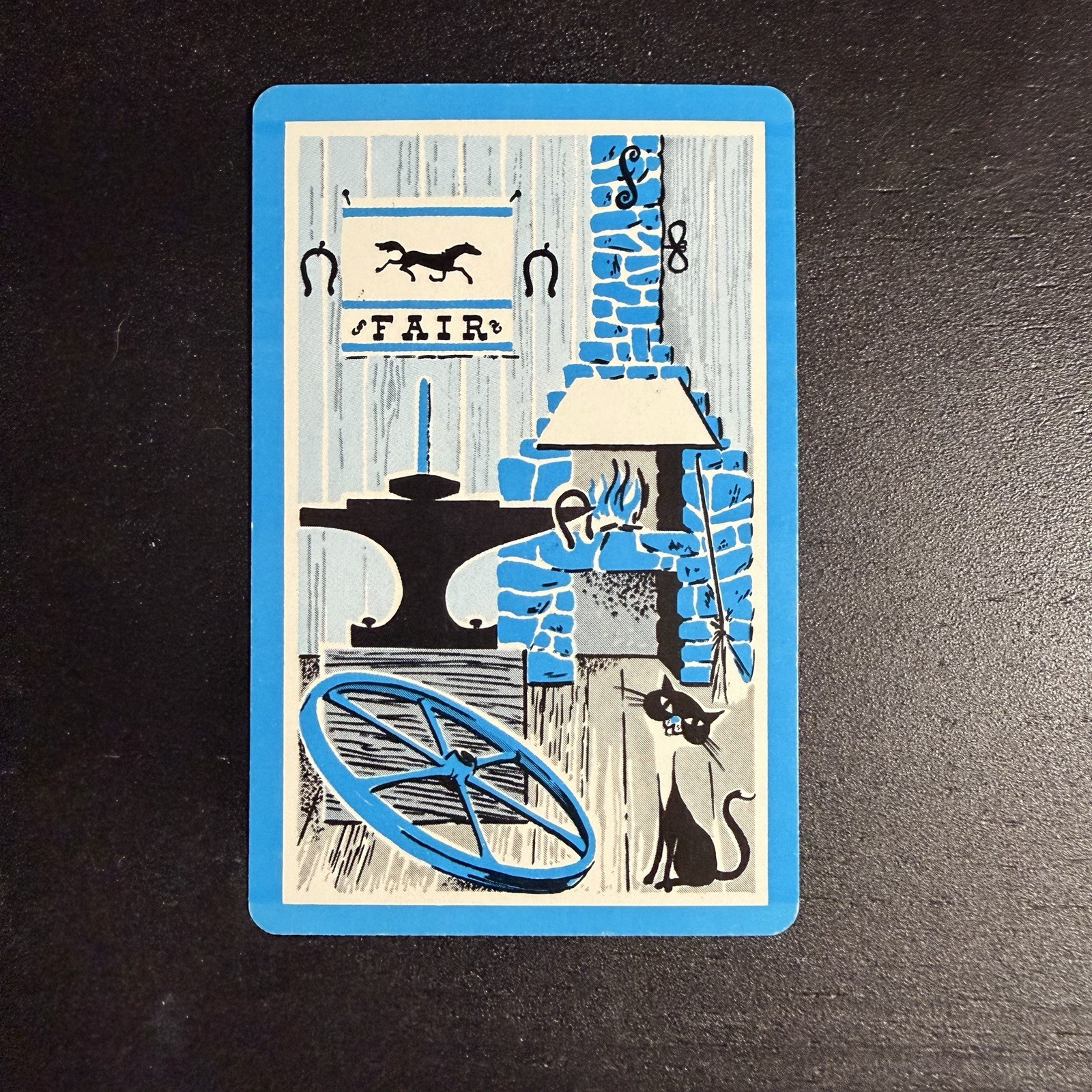 Blue Blacksmiths Kitty Cat Single Swap Playing Card -c. 1950s