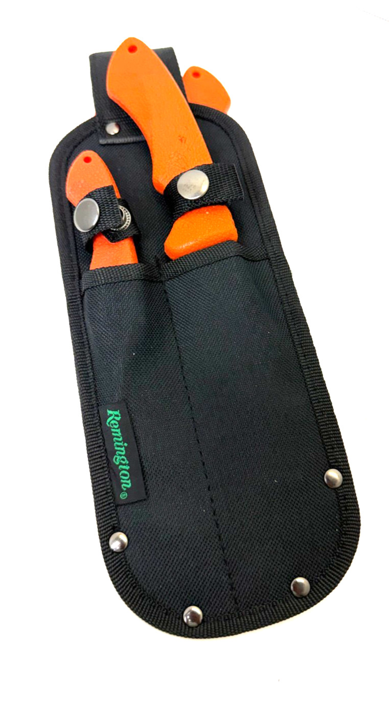 Remington 4Pc Game Set with Skinner, Caper, Drop Point, New Knife+Sheath