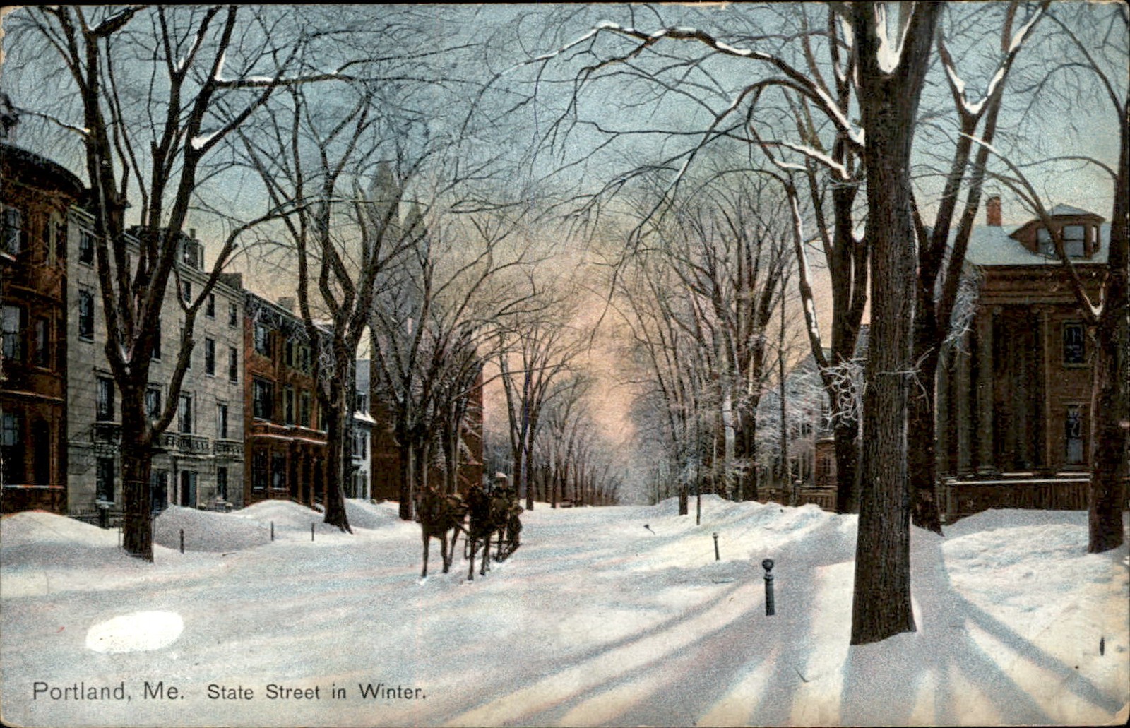 Portland Maine ME State Street in Winter Hugh C. Leighton c1910 Vintage Postcard Portland Maine ME State Street in Winter Hugh C. Leighton c1910 Vintage Postcard