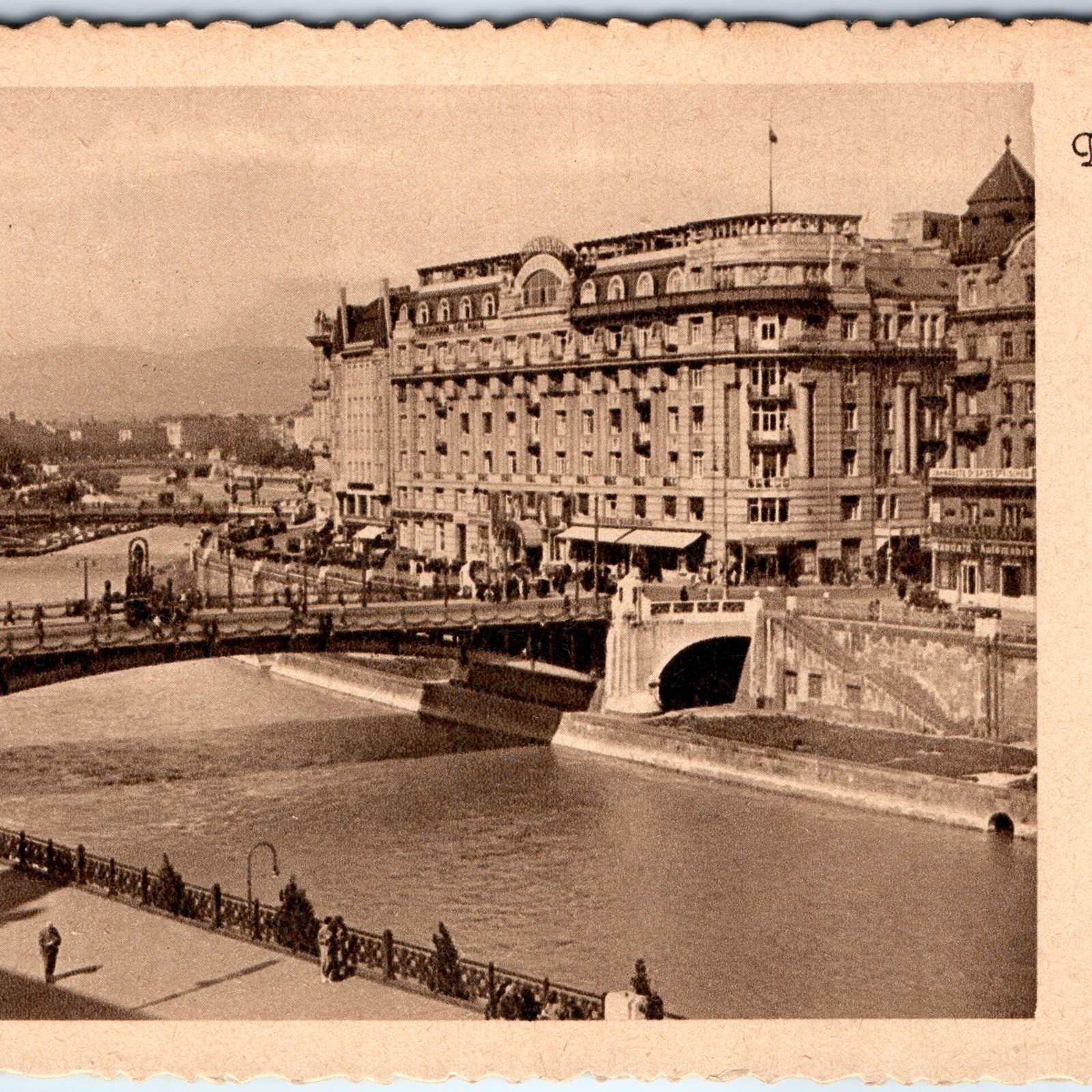 c1930s Vienna, Austria Danube Canal Bridge Ornate Building Tram Third Reich A353 c1930s Vienna, Austria Danube Canal Bridge Ornate Building Tram Third Reich A353