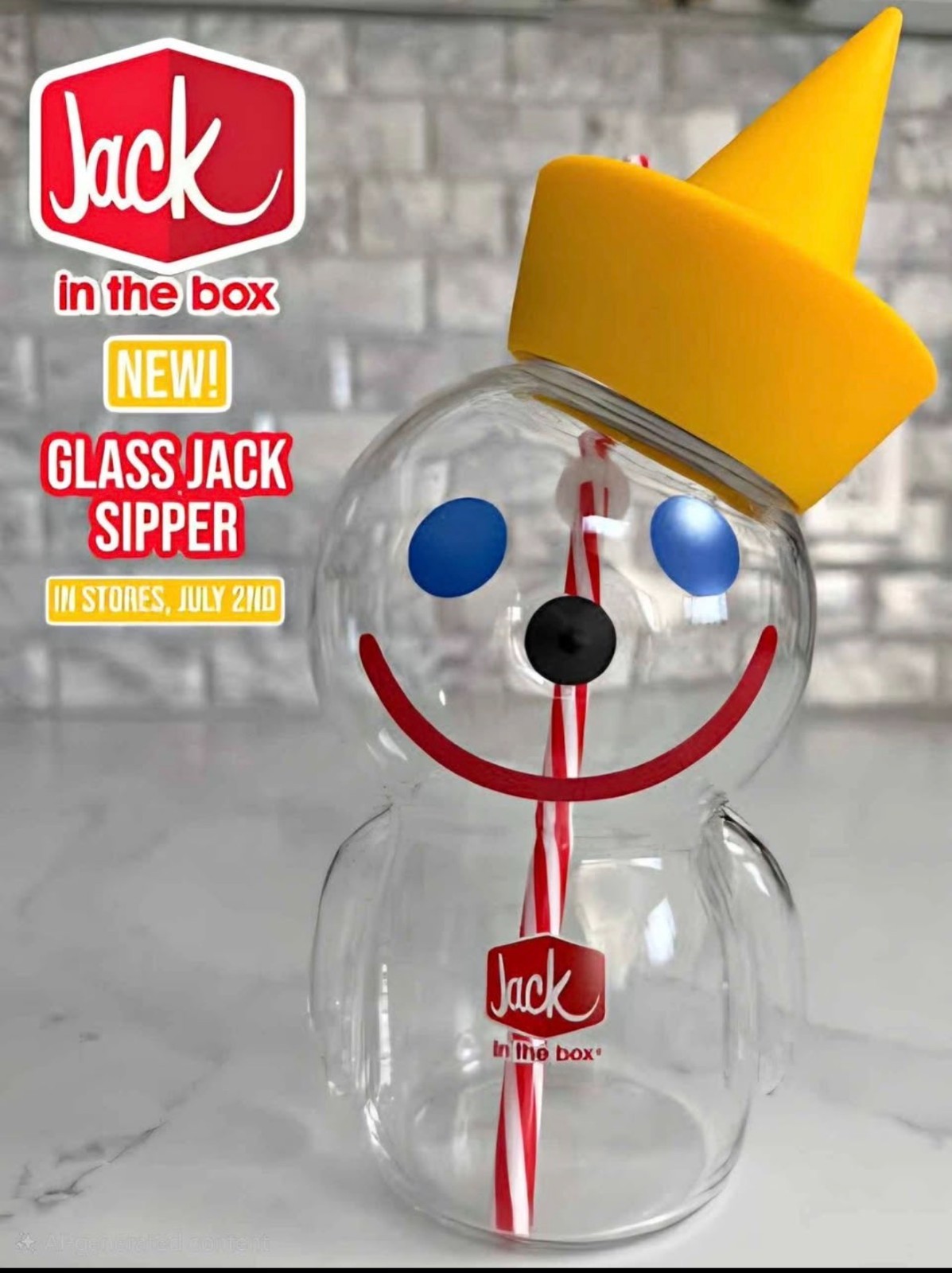 Jack in the Box Jack Drink Cup w/ Straw, Glass. Limited edition🥤✨️ Jack in the Box Jack Drink Cup w/ Straw, Glass. Limited edition🥤✨️