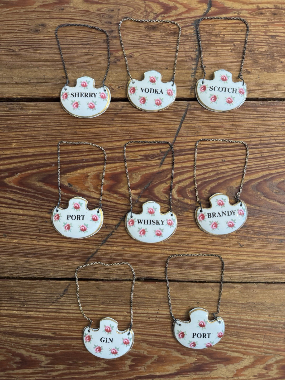 Antique Royal Adderley UK Pink Rose Bone China Liquor Decanter Tags & Chains 8 Antique Royal Adderley UK Pink Rose Bone China Liquor Decanter Tags & Chains 8