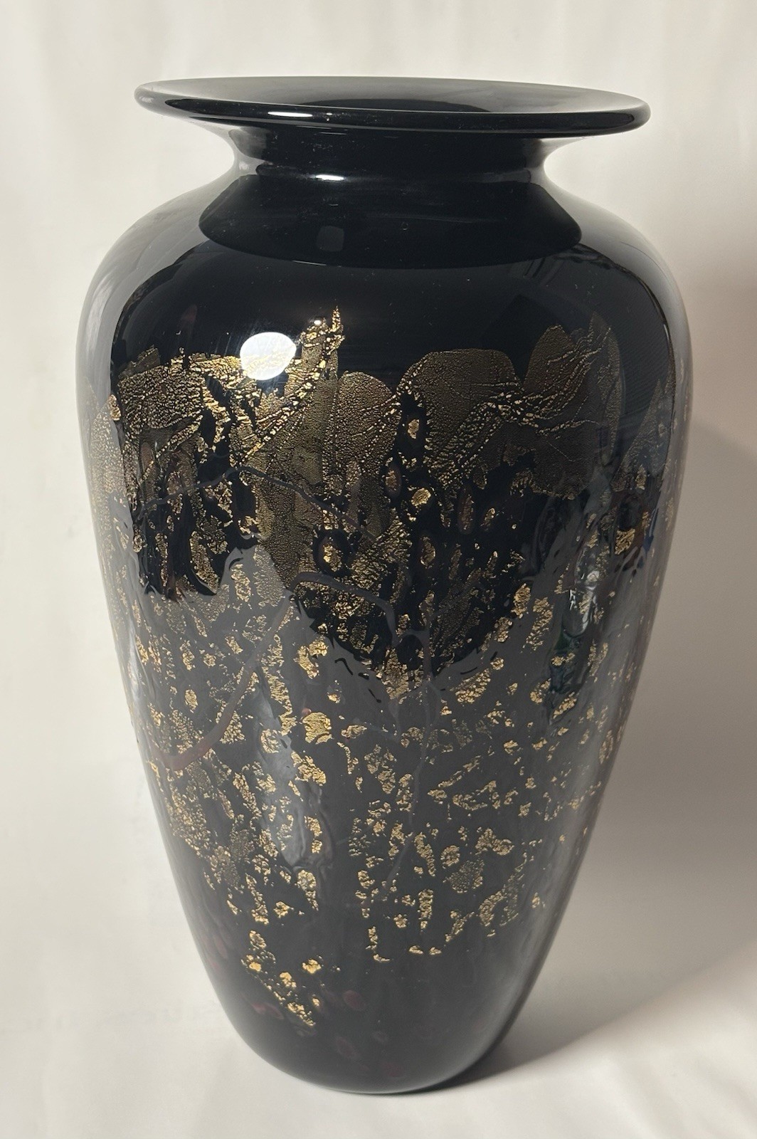 Vintage Large Nourot Art Glass Vase Signed Dated 1996 Gold Leaf Flecks Vintage Large Nourot Art Glass Vase Signed Dated 1996 Gold Leaf Flecks