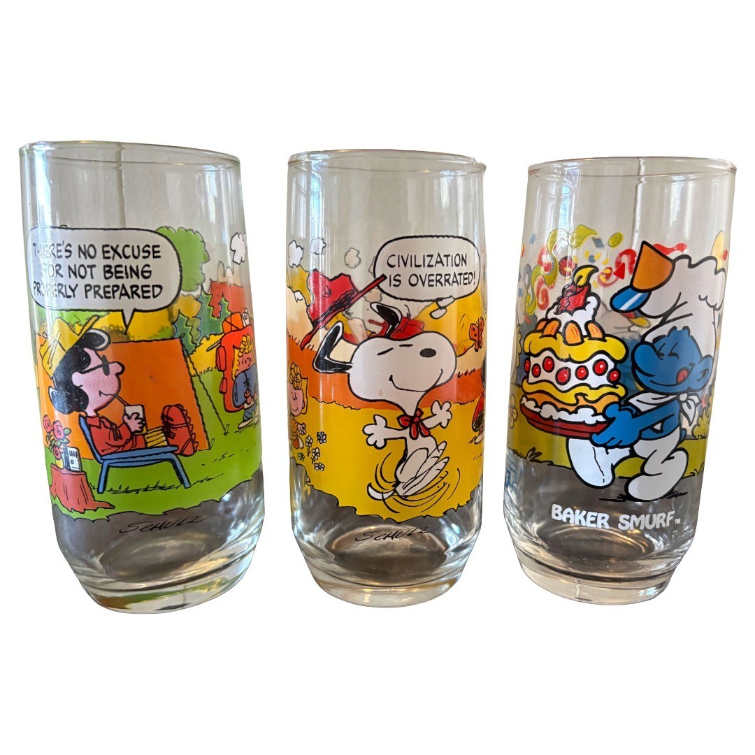 Vintage 1983 McDonald\'s Camp Snoopy Peanuts Glasses Set of 4