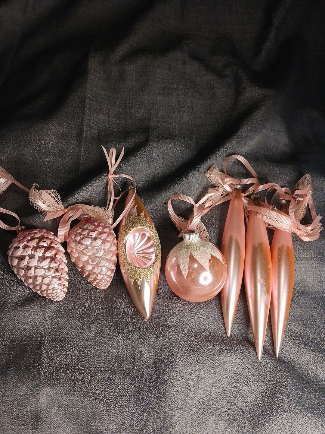 Lot Of 7 Vintage Shiny Brite Pink Mercury Glass Christmas Ornaments Lot Of 7 Vintage Shiny Brite Pink Mercury Glass Christmas Ornaments
