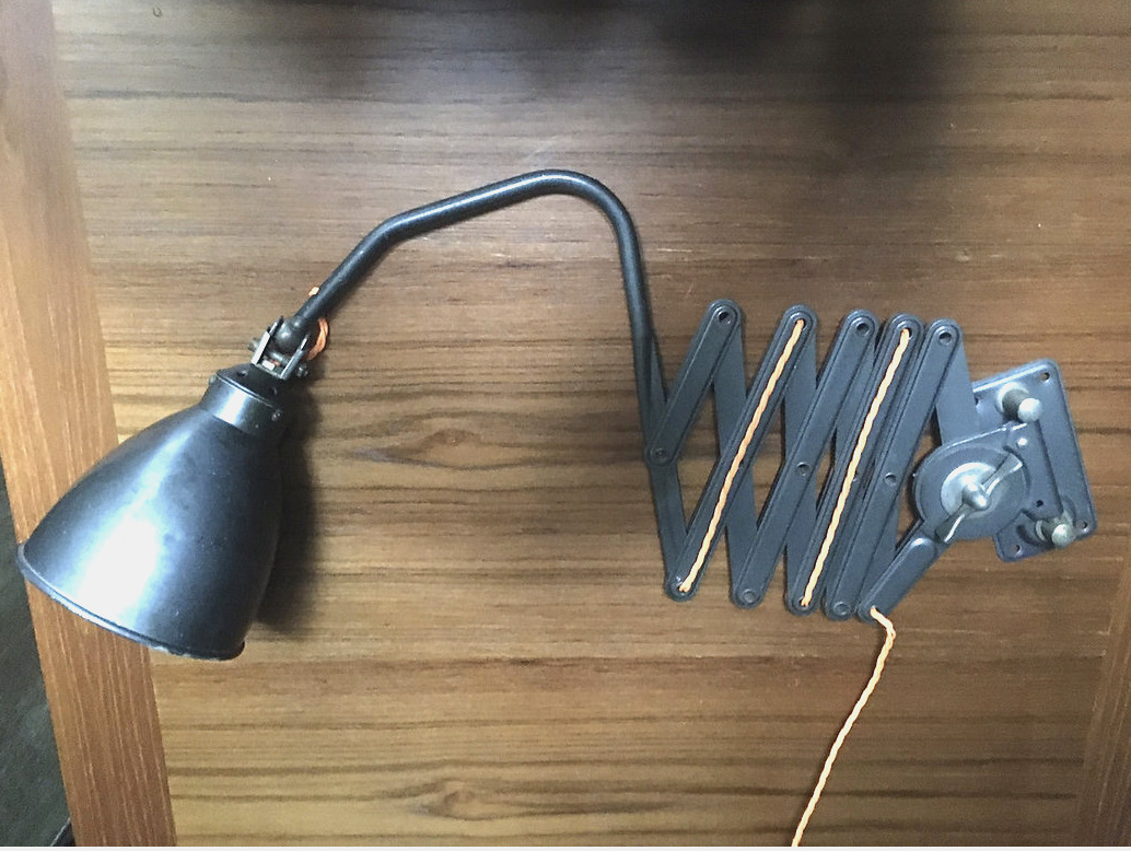 Vintage 1930\'s AGI Belgian Extending Wall Mounted Scissor Lamp