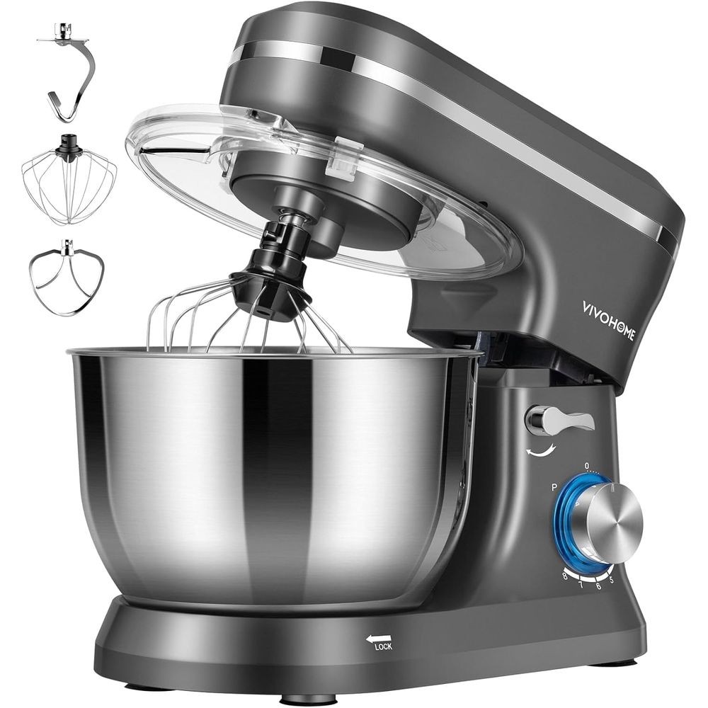 VH1566-GY 4.75 Quart Stand Mixer 8 Speed Electric Kitchen Mixer with Be