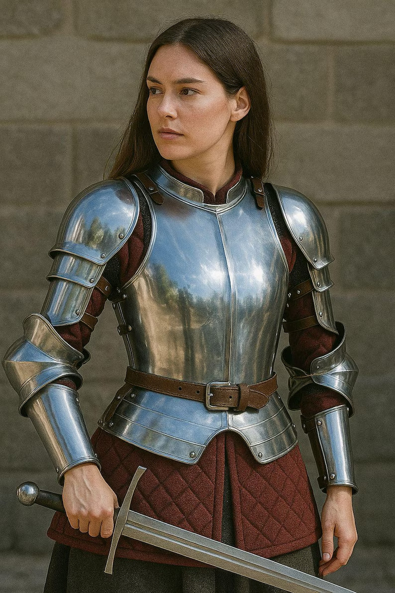 Women\'s Medieval Full Plate Armor Suit Mild Steel Wearable Larp Cosplay Costume Women\'s Medieval Full Plate Armor Suit Mild Steel Wearable Larp Cosplay Costume