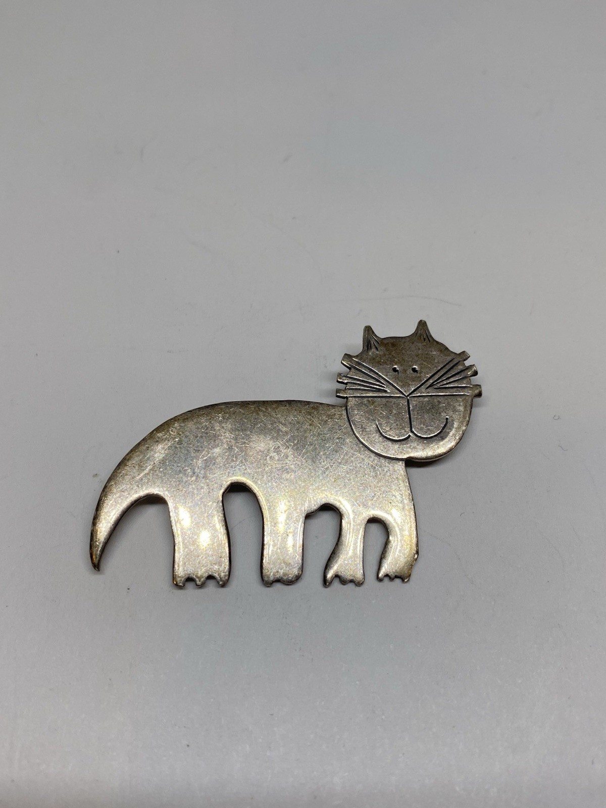 J.H. Breakell 925 Sterling Silver Happy Cat Kitty Signed Pin Brooch 5.6g 925 J.H. Breakell 925 Sterling Silver Happy Cat Kitty Signed Pin Brooch 5.6g 925