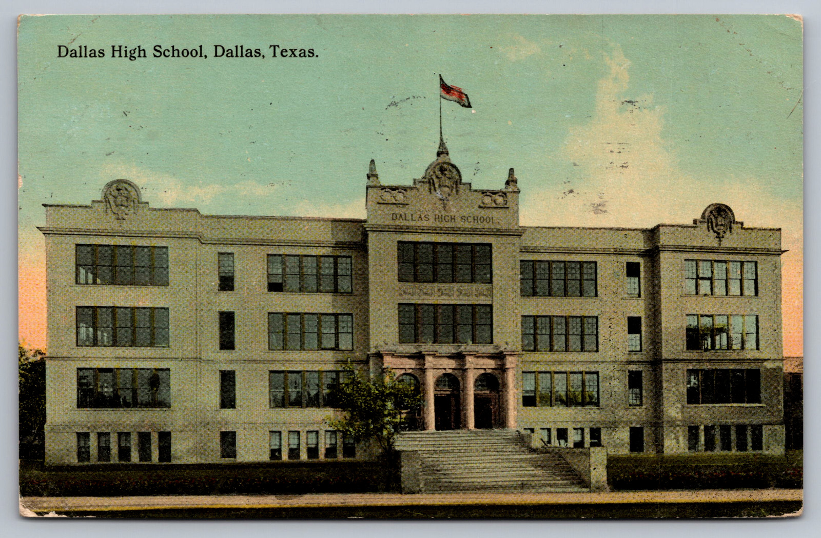 Postcard Dallas High School C1912 Dallas Texas