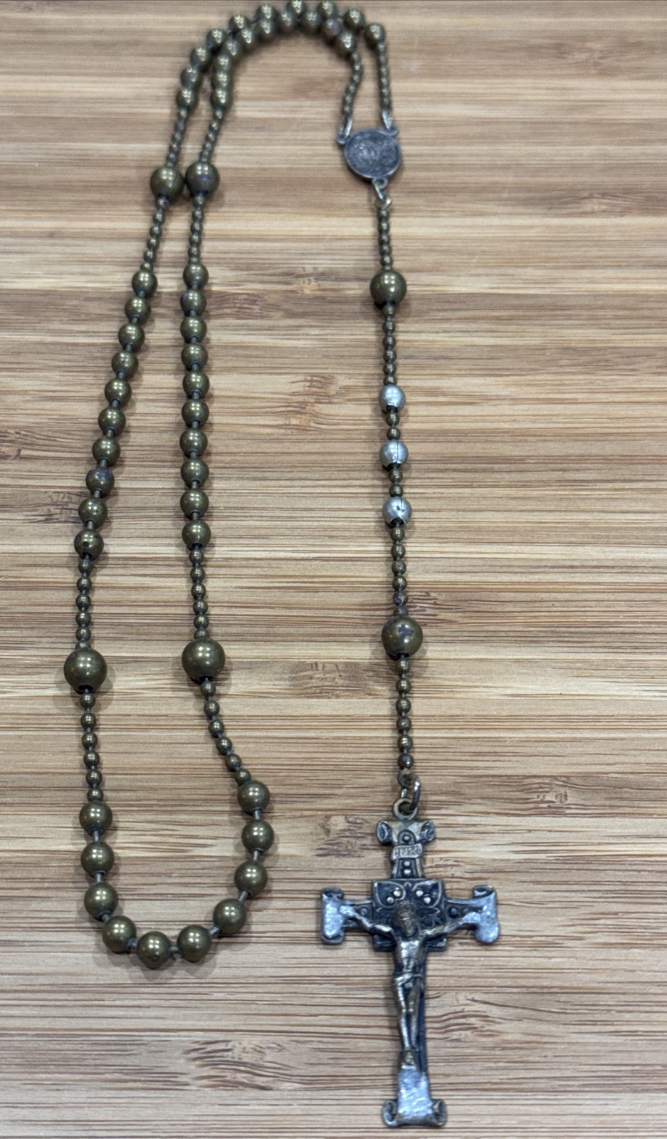 Vintage Military Service Combat Rosary Brass Beads Pull-Chain \ Vintage Military Service Combat Rosary Brass Beads Pull-Chain \