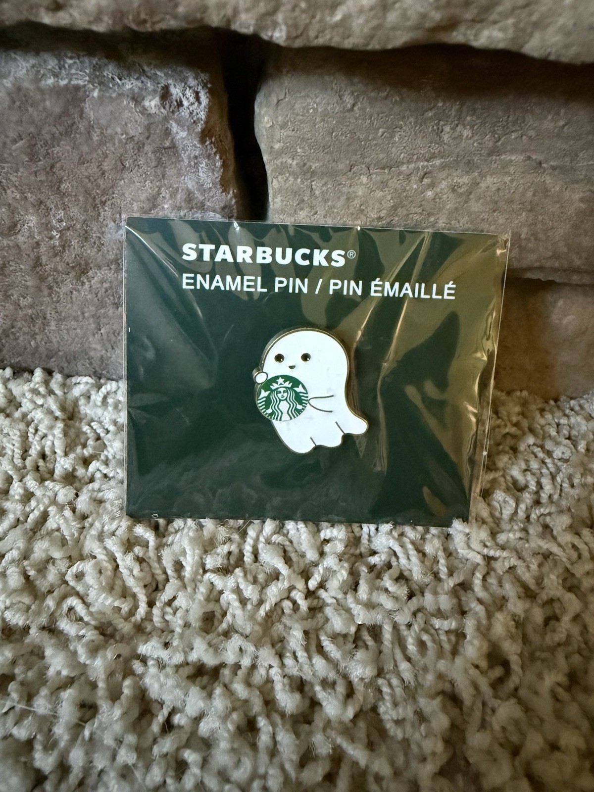 New  Starbucks (UK) Halloween Ghost Pin Enamel Rare - Original Package
