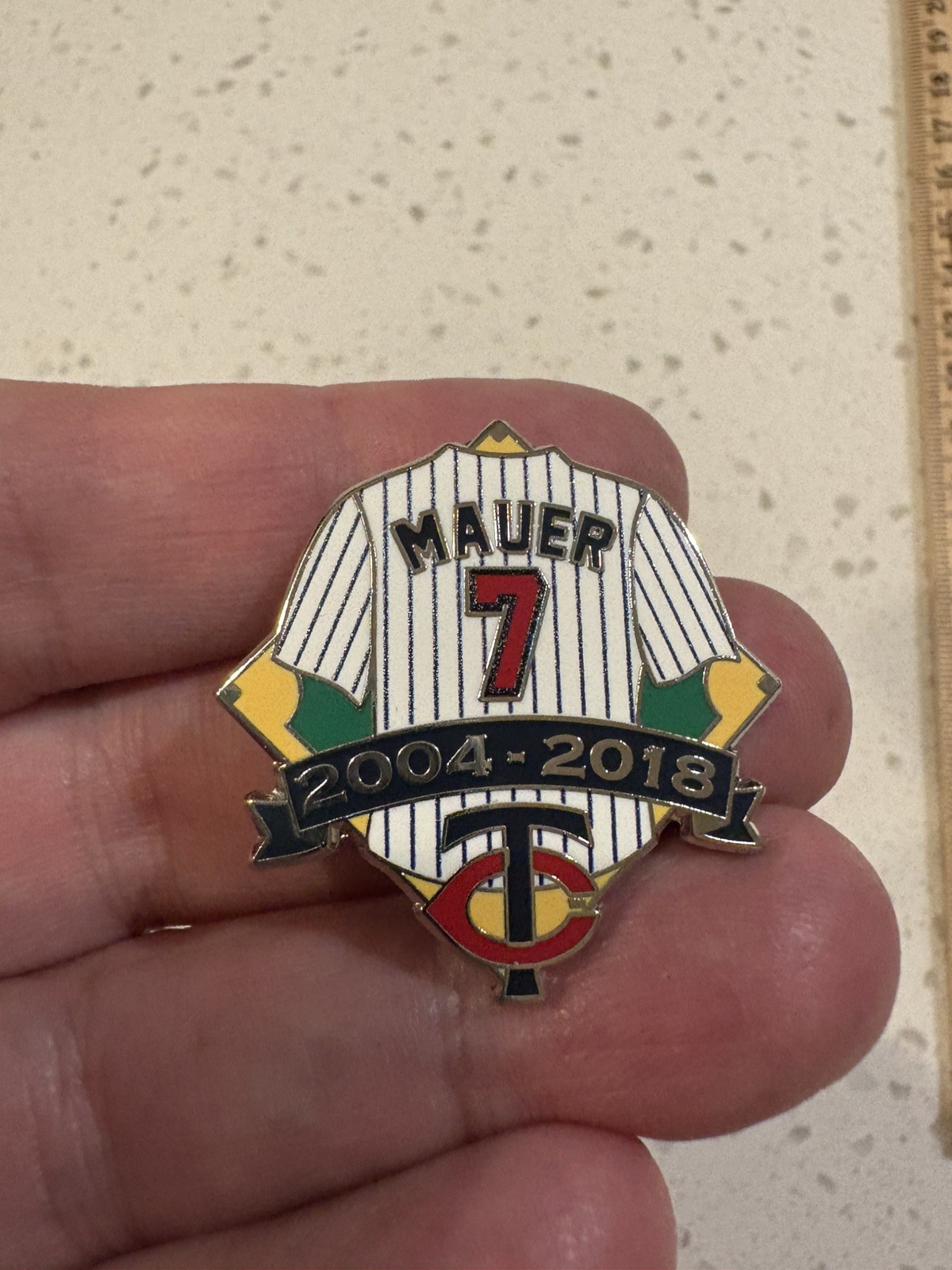 MLB Minnesota Twins Joe Mauer Jersey #7 Official HOF Lapel Pin MLB Minnesota Twins Joe Mauer Jersey #7 Official HOF Lapel Pin