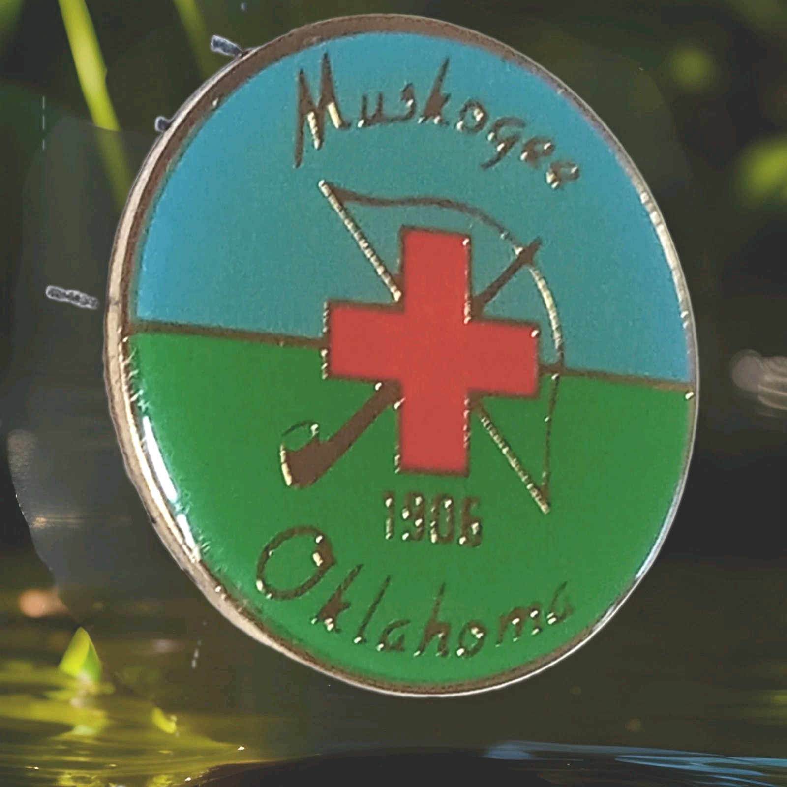 Vintage 1980\'s Muskegon Oklahoma Native Indian Red CROSS LAPEL Hat Pin Estate B7 Vintage 1980\'s Muskegon Oklahoma Native Indian Red CROSS LAPEL Hat Pin Estate B7