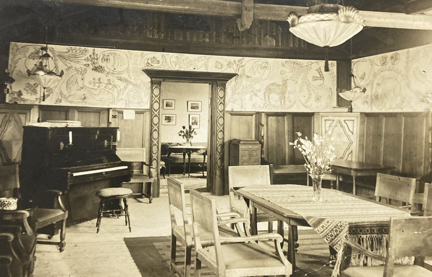 c1925 Hotel Aregarden Interior Lounge With Piano Are Sweden RPPC c1925 Hotel Aregarden Interior Lounge With Piano Are Sweden RPPC