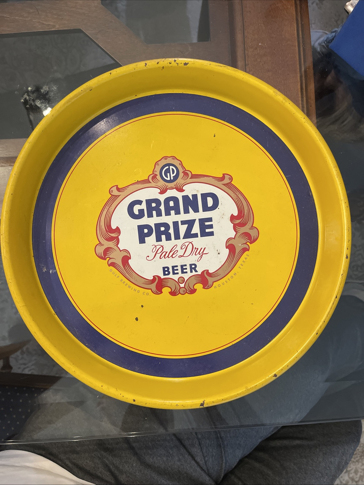 Vintage early Metal Grand Prize Beer Tray Sign Texas Vintage early Metal Grand Prize Beer Tray Sign Texas