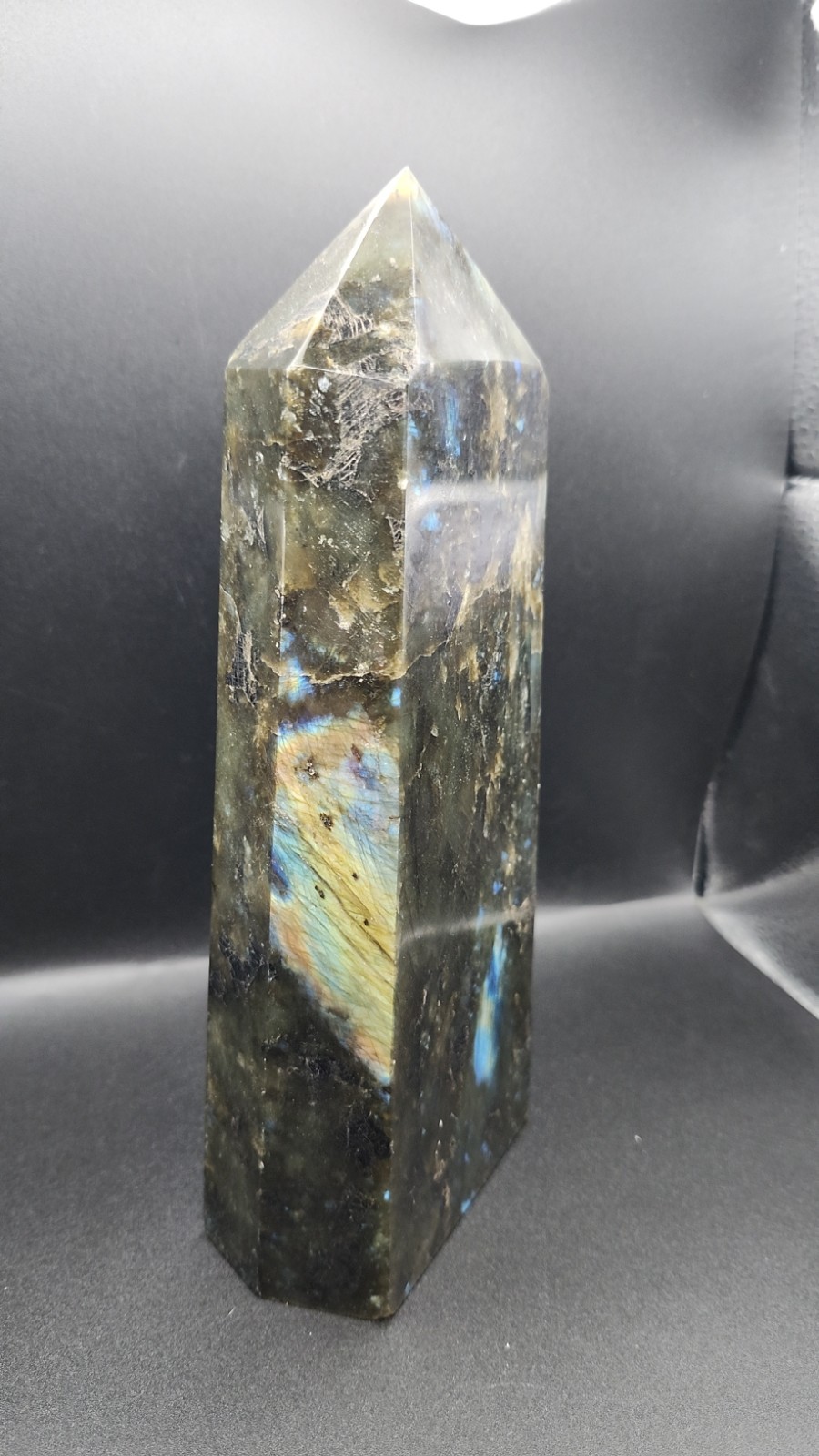 Natural Huge 3.16 Lb Blue/Green/Yellow Labradorite Obelisk 8.2 Natural Huge 3.16 Lb Blue/Green/Yellow Labradorite Obelisk 8.2