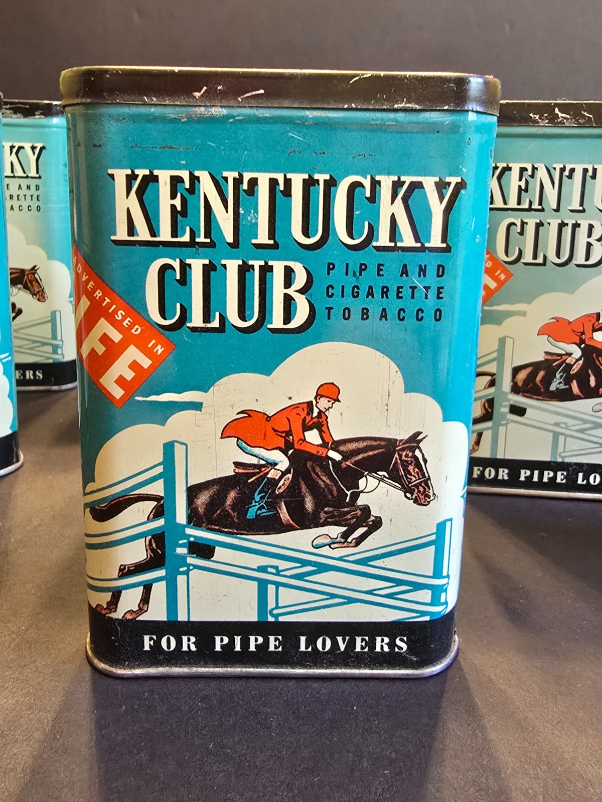Vintage Kentucky Club Pipe And Cigarette Tobacco Pocket Tin Vintage Kentucky Club Pipe And Cigarette Tobacco Pocket Tin