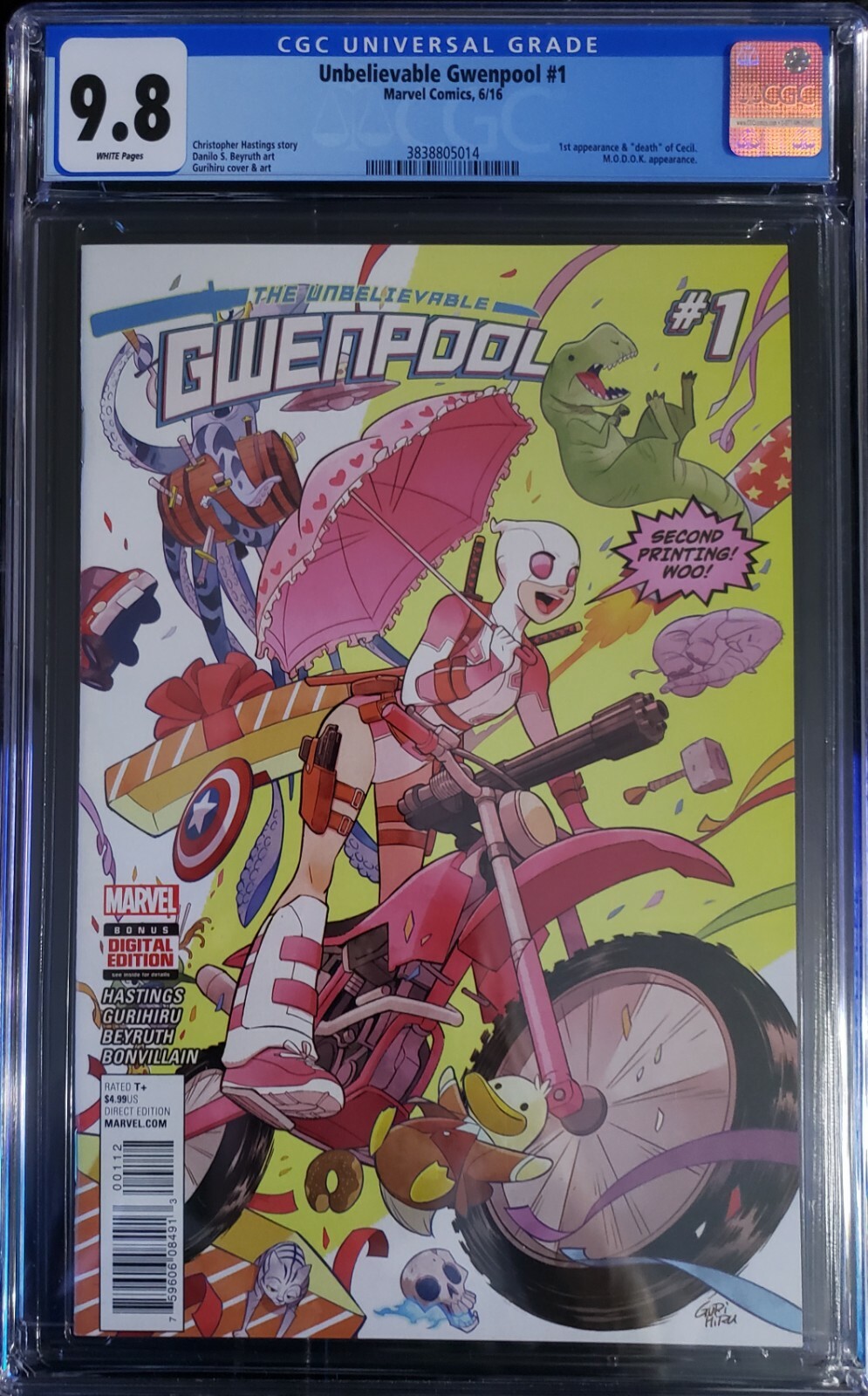 unbelievable gwenpool 1 (rare Ltd 4th wall breaking 2nd print) cgc 9.8 unbelievable gwenpool 1 (rare Ltd 4th wall breaking 2nd print) cgc 9.8
