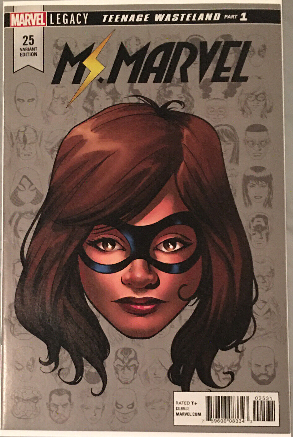 Ms Marvel 25 NM- Variant Headshot Kamala Kahn Marvel Comics 2018