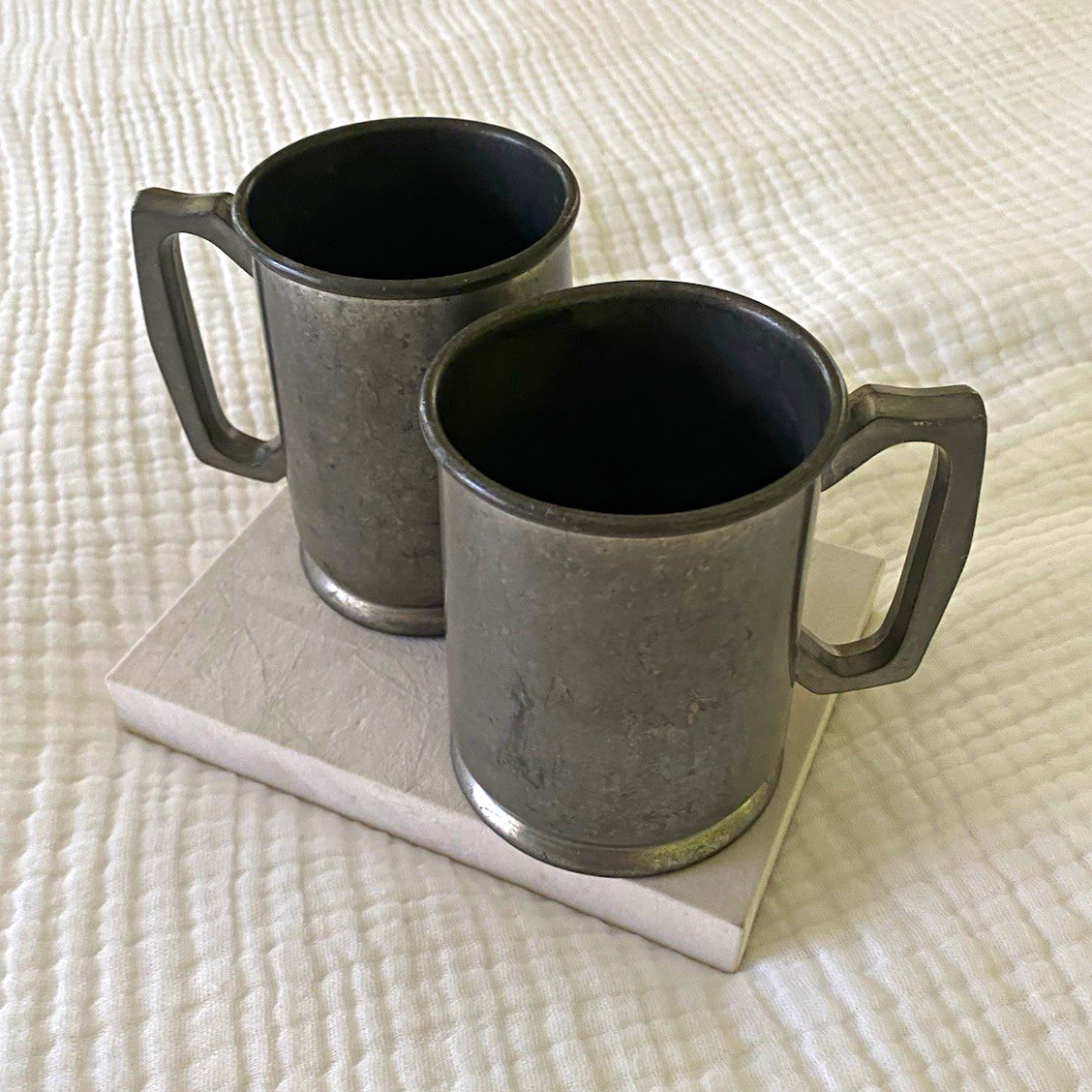 Vintage Metawa 94% Pure Pewter Mug Set of 2, 8 oz Gray Tankards Mid-Century Vintage Metawa 94% Pure Pewter Mug Set of 2, 8 oz Gray Tankards Mid-Century