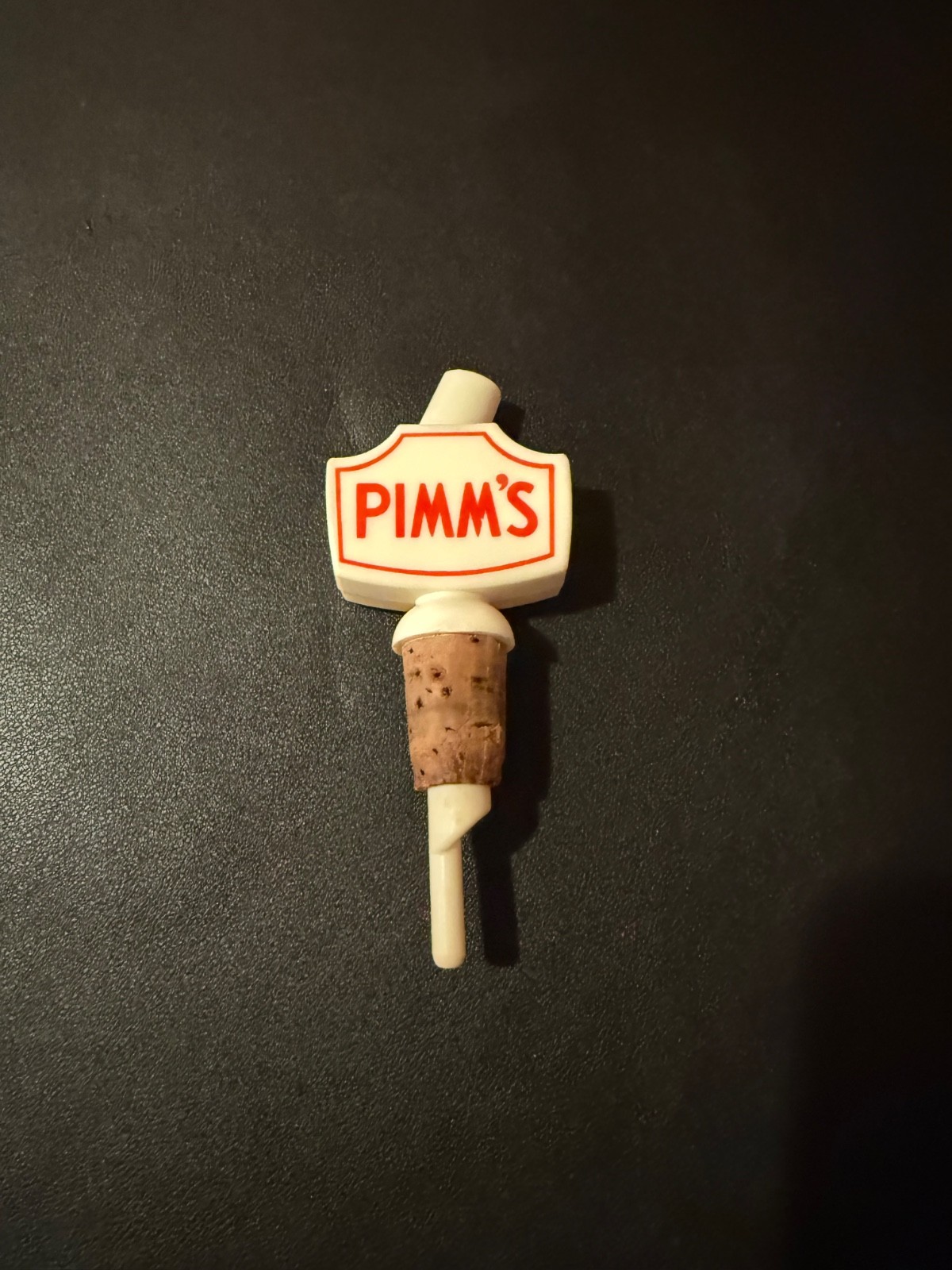 Pimm's Vintage Bottle Stopper Plastic/Bakelite Top with Cork and Pourer 1960's Pimm's Vintage Bottle Stopper Plastic/Bakelite Top with Cork and Pourer 1960's