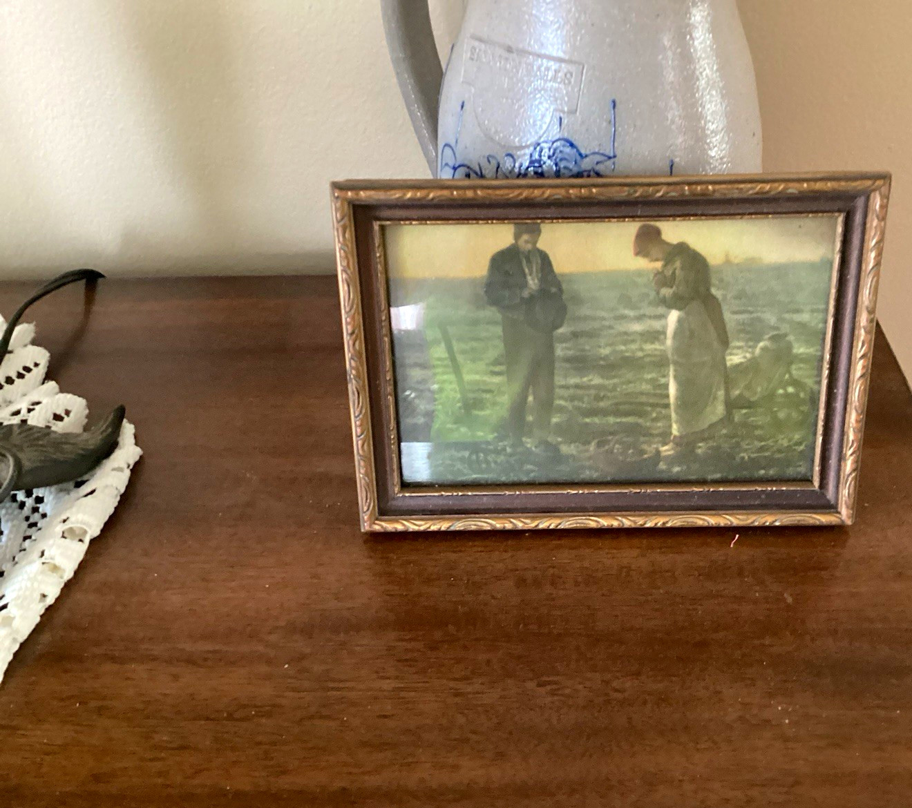 Vintage framed print The Angelus farmhouse, rustic decor, original frame 7x5 Vintage framed print The Angelus farmhouse, rustic decor, original frame 7x5