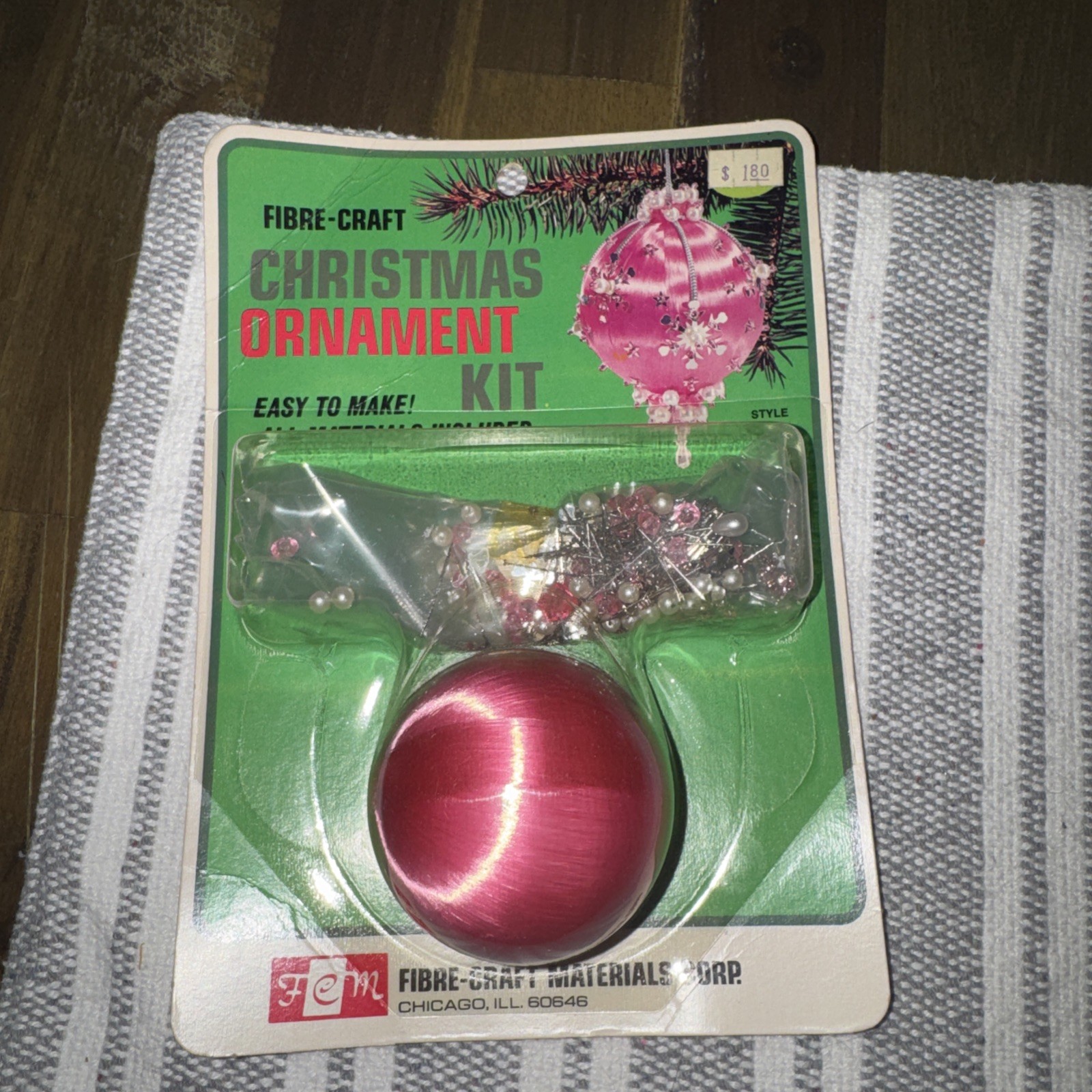 Vtg 1970'S FIBRE-CRAFT BEADED SATIN BALL CHRISTMAS TREE ORNAMENT KIT # 9104 NIP Vtg 1970'S FIBRE-CRAFT BEADED SATIN BALL CHRISTMAS TREE ORNAMENT KIT # 9104 NIP