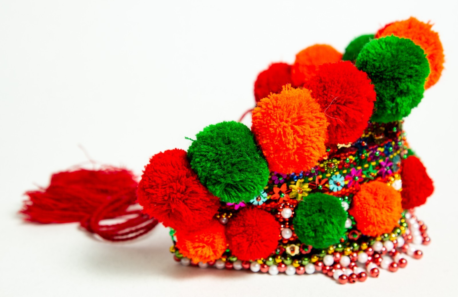 Ukraine crown Chiltse wreath Kokoshnic Hand beaded Green Orange hair hoop