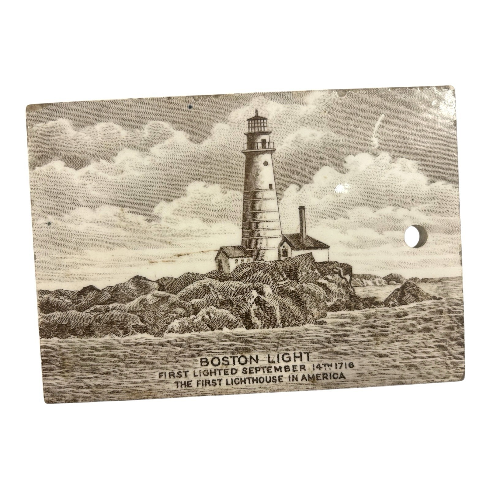 Antique Wedgwood Calendar Advertising Tile - 1918 Boston Light Antique Wedgwood Calendar Advertising Tile - 1918 Boston Light