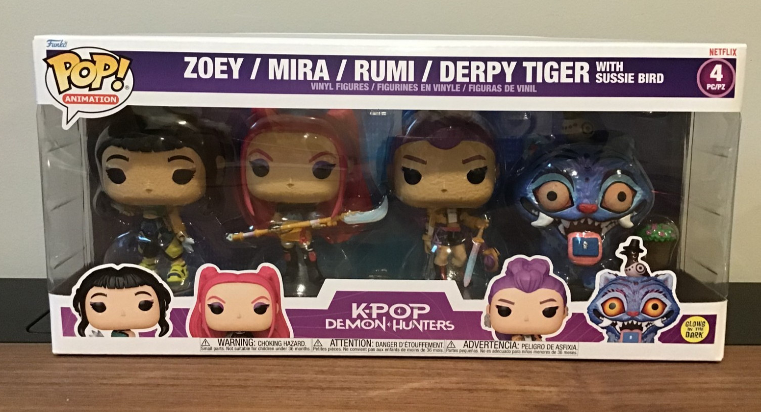 KPop Demon Hunters Funko Pop Vinyl Bundle Box 4-Pack Zoey Mira Rumi Derpy Tiger