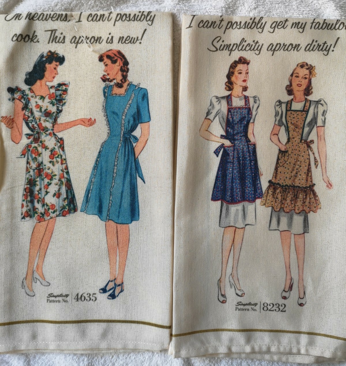 SIMPLICITY VINTAGE TEA TOWEL_Pattern No. 8232 & 4635 SIMPLICITY VINTAGE TEA TOWEL_Pattern No. 8232 & 4635