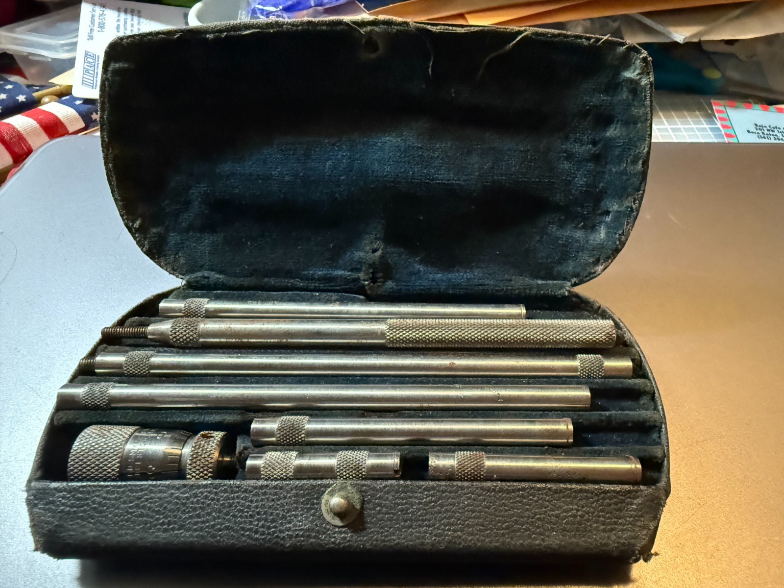 Vintage L.S. Starrett Co. No. 124 Inside Micrometer Set with Case