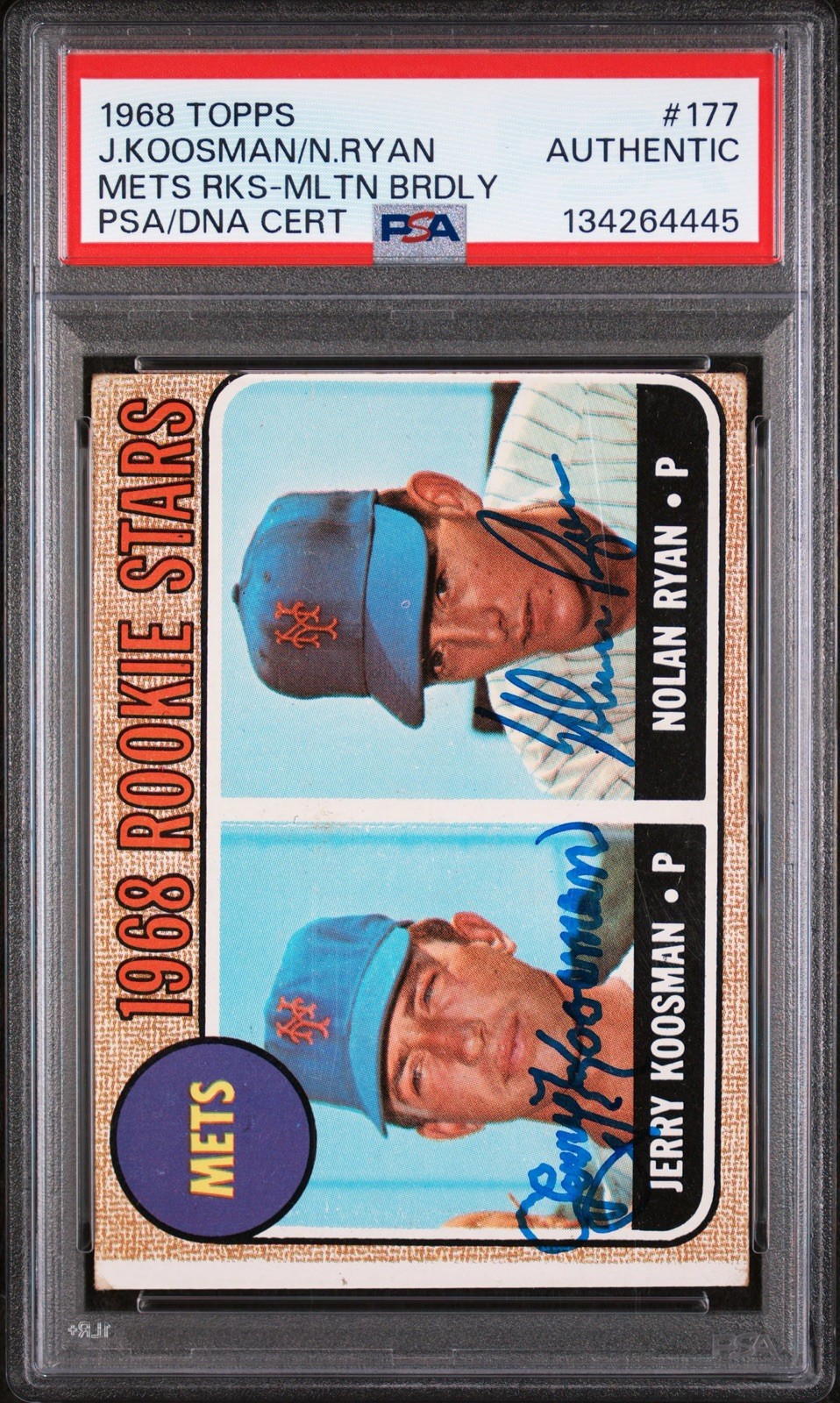 1968 TOPPS MILTON BRADLEY #177 NOLAN RYAN Jerry Koosman Dual Auto PSA Authentic 1968 TOPPS MILTON BRADLEY #177 NOLAN RYAN Jerry Koosman Dual Auto PSA Authentic