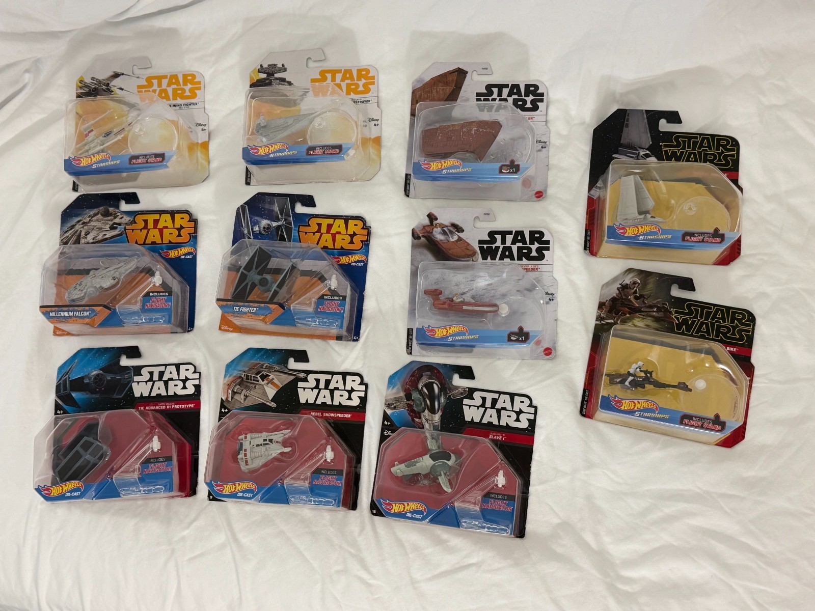 HOT WHEELS STAR WARS STARSHIPS 11-PIECE SEALED LOT X-WING FALCON IMPERIAL