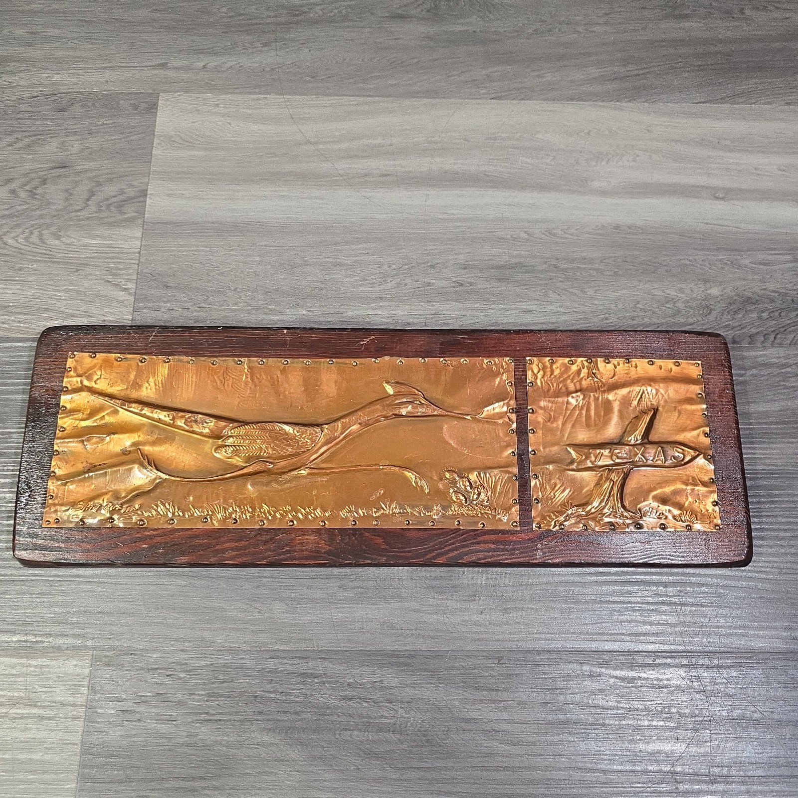 Vintage Slim Rustin Copper Picture The Texas Roadrunner Texas 1960s Vintage Slim Rustin Copper Picture The Texas Roadrunner Texas 1960s