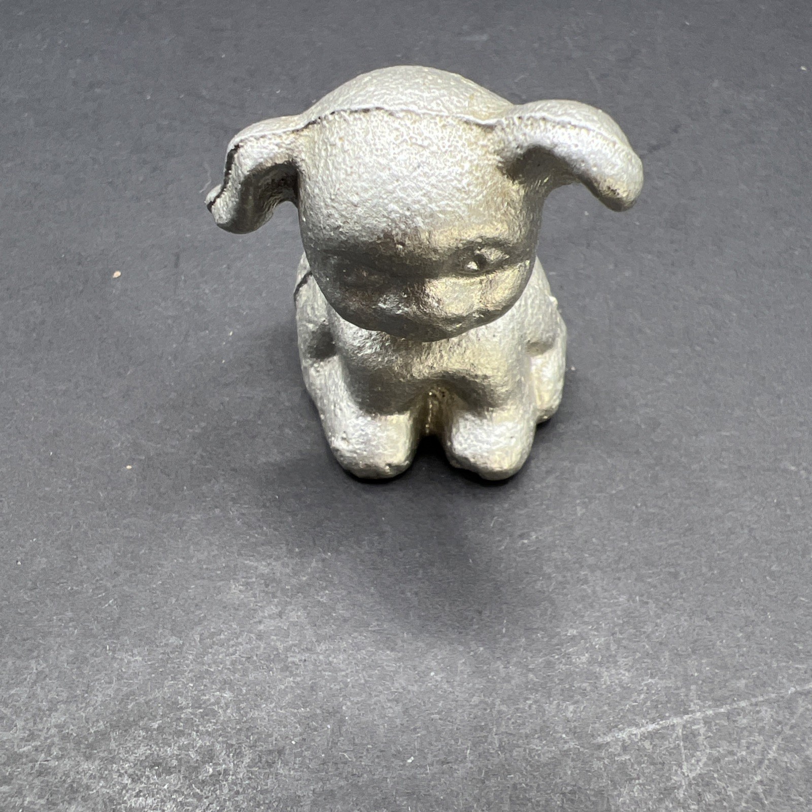 Vintage Hines Pup Cast Aluminum Advertising Figure Paperweight Incised Letters