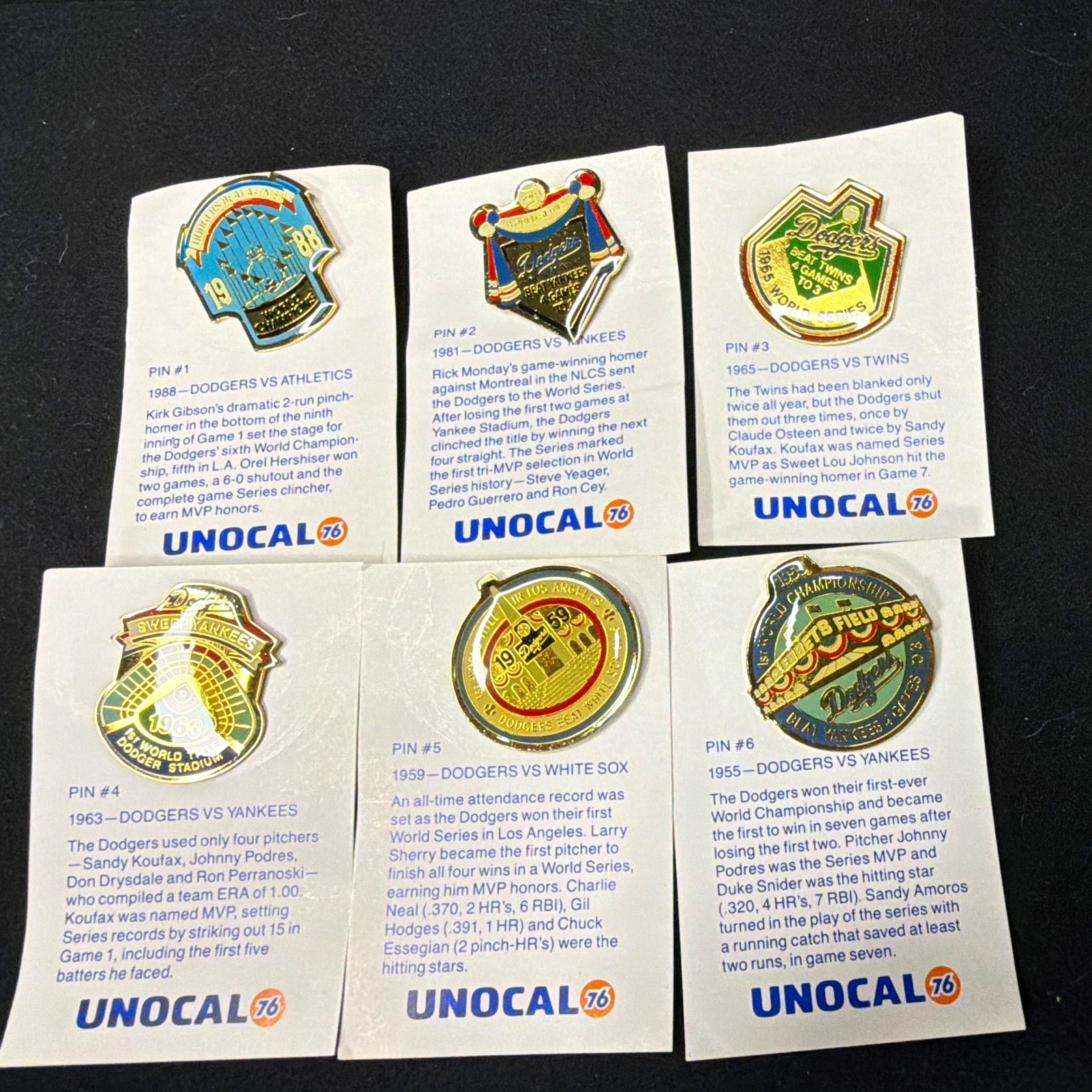 Vintage 1980’s Los Angeles Dodgers Lapel Collectible Pins- Set of 6- Unocal 76 Vintage 1980’s Los Angeles Dodgers Lapel Collectible Pins- Set of 6- Unocal 76