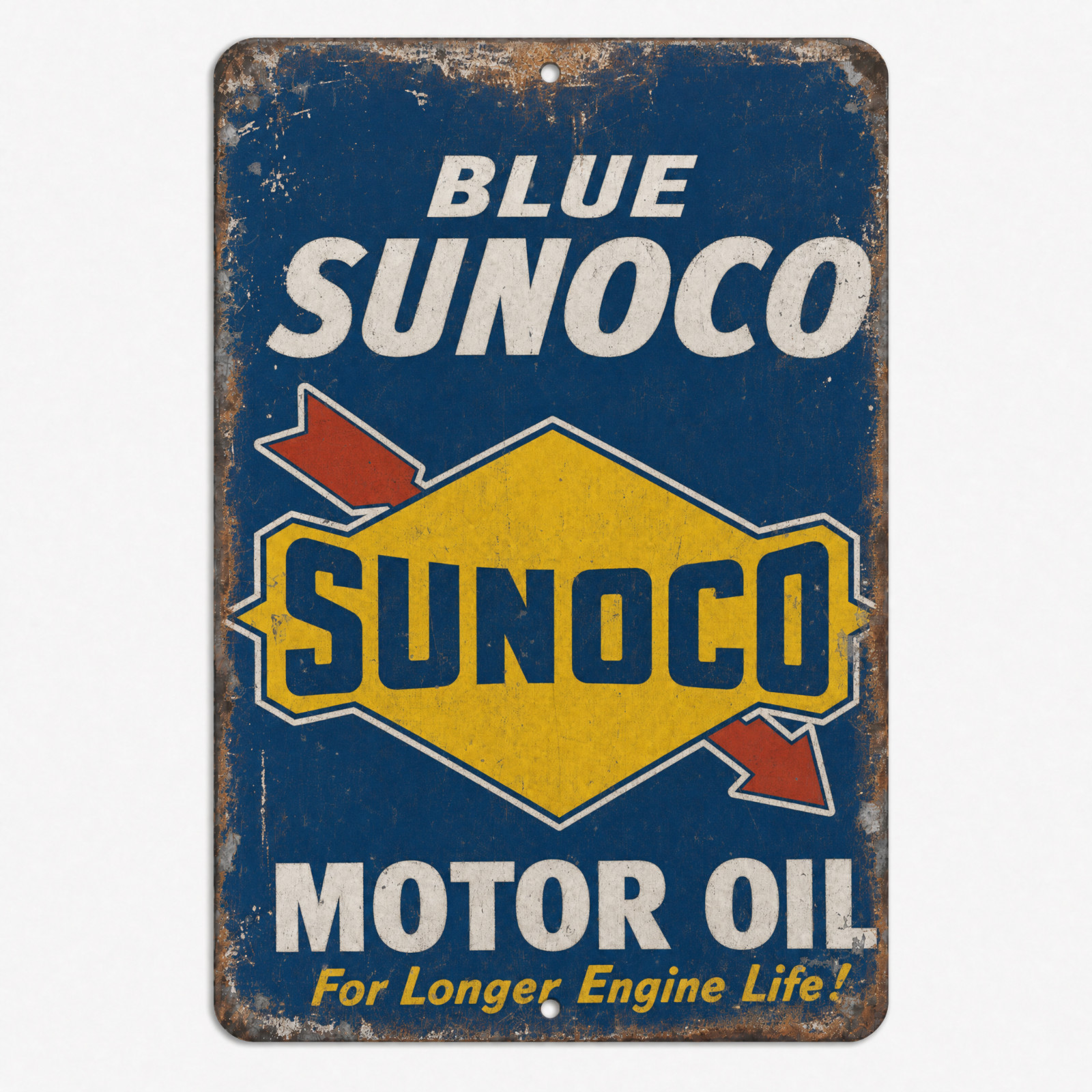 Vintage Blue Sunoco Gas Station Motor Oil Metal Sign Antique Replica - 3 Sizes Vintage Blue Sunoco Gas Station Motor Oil Metal Sign Antique Replica - 3 Sizes