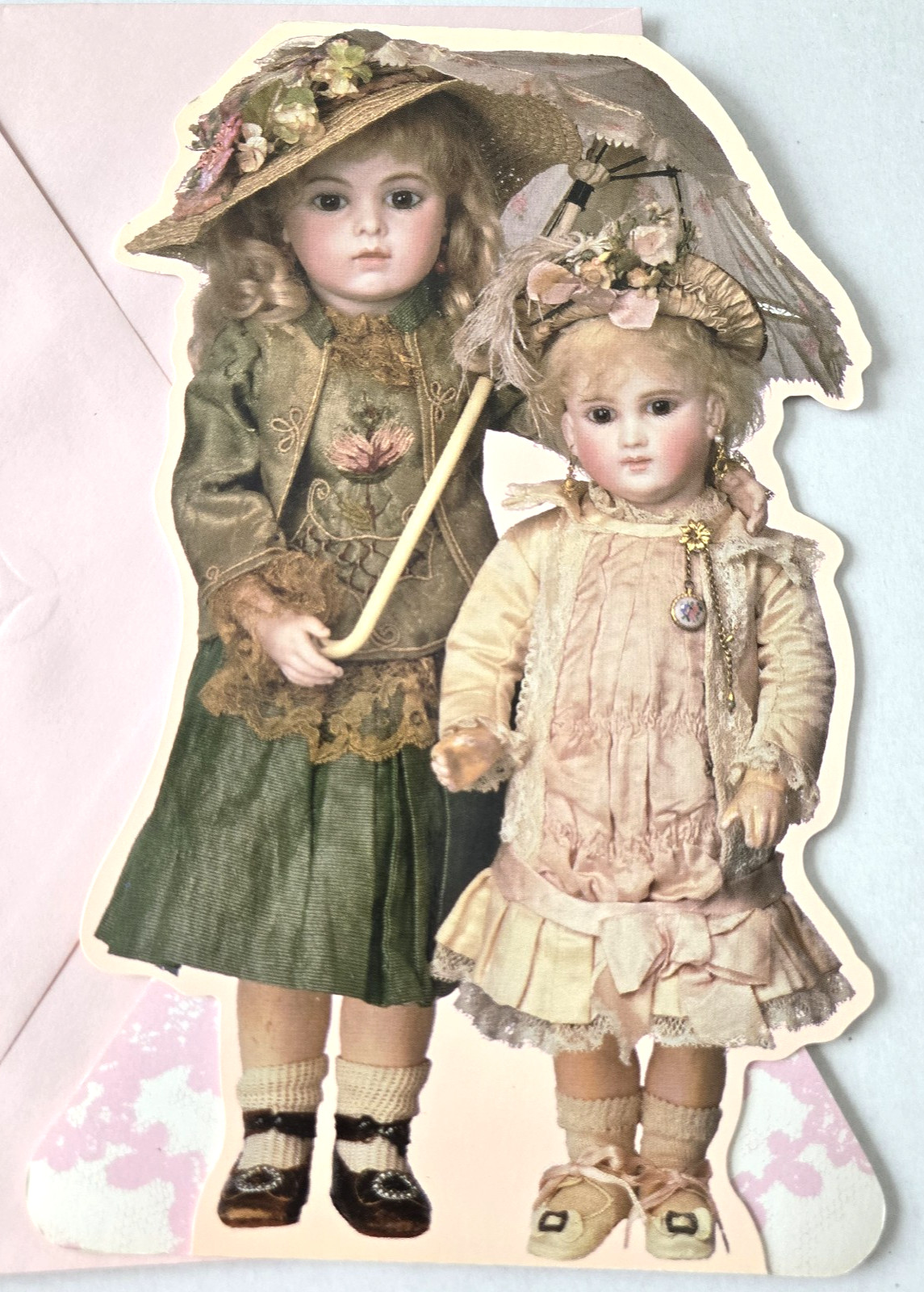Vintage Greeting Card Stand Up Doll Card France Circa 1870 Schmitt & Fils Bebe