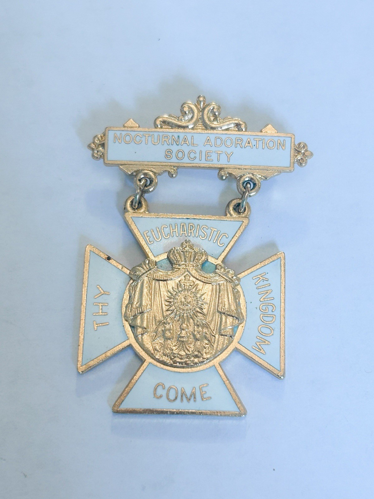 Nocturnal Adoration Society Religious Catholic Gold & Enamel Pin Medal Nocturnal Adoration Society Religious Catholic Gold & Enamel Pin Medal