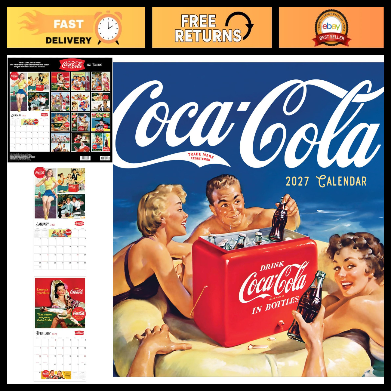 TF Publishing 2027 Coke: Vintage Nostalgia Wall Calendar - 12 x 12 inches