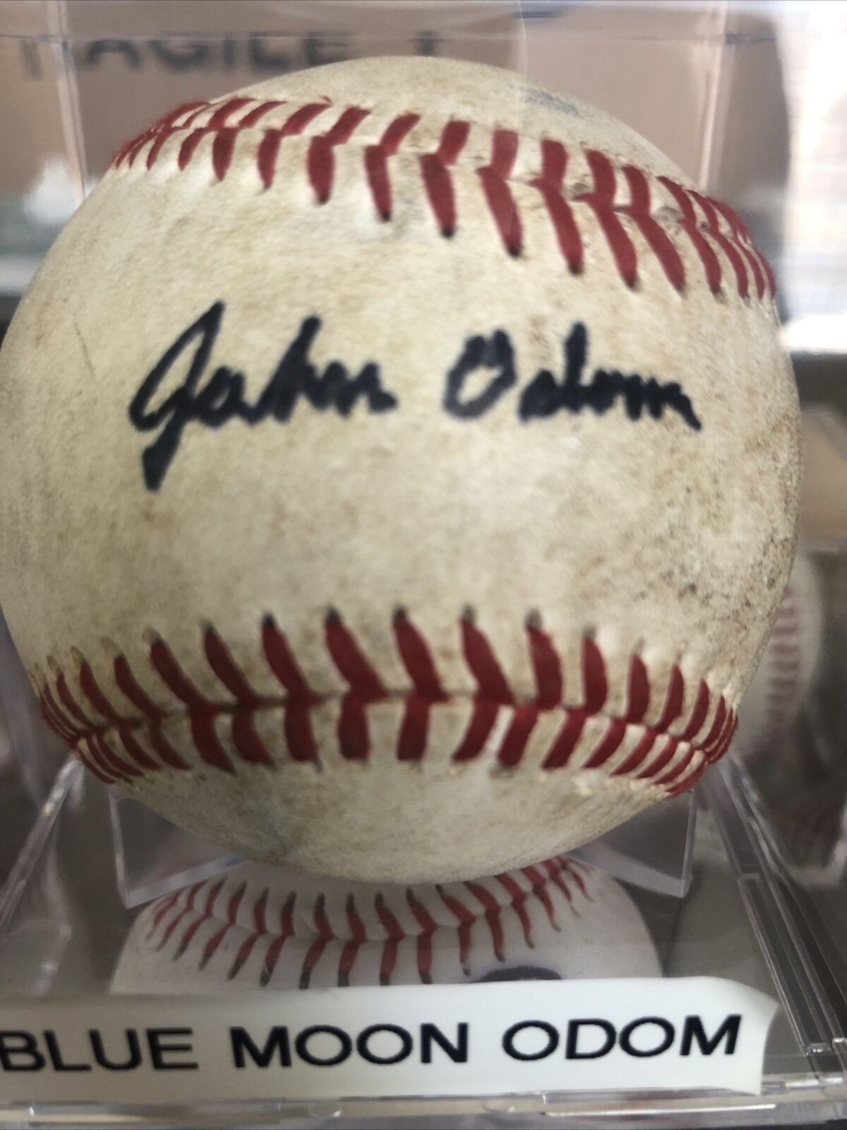 Oakland A’s JOHN BLUE MOON ODOM Autograph Signed BASEBALL Oakland Athletics MLB