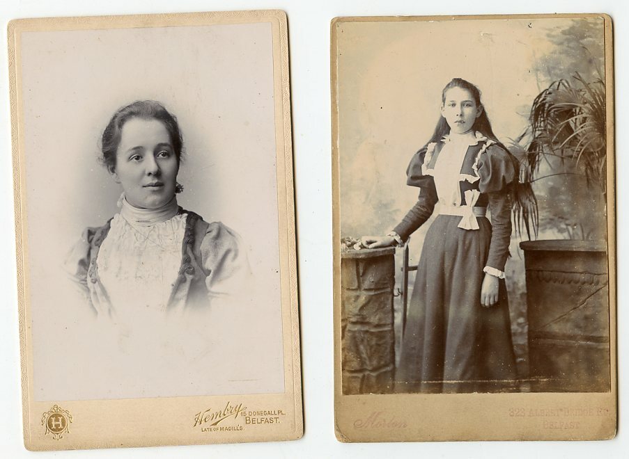 2 Cabinet Photos - Pretty Young Ladies - Belfast, Ireland - Nice Condition 2 Cabinet Photos - Pretty Young Ladies - Belfast, Ireland - Nice Condition