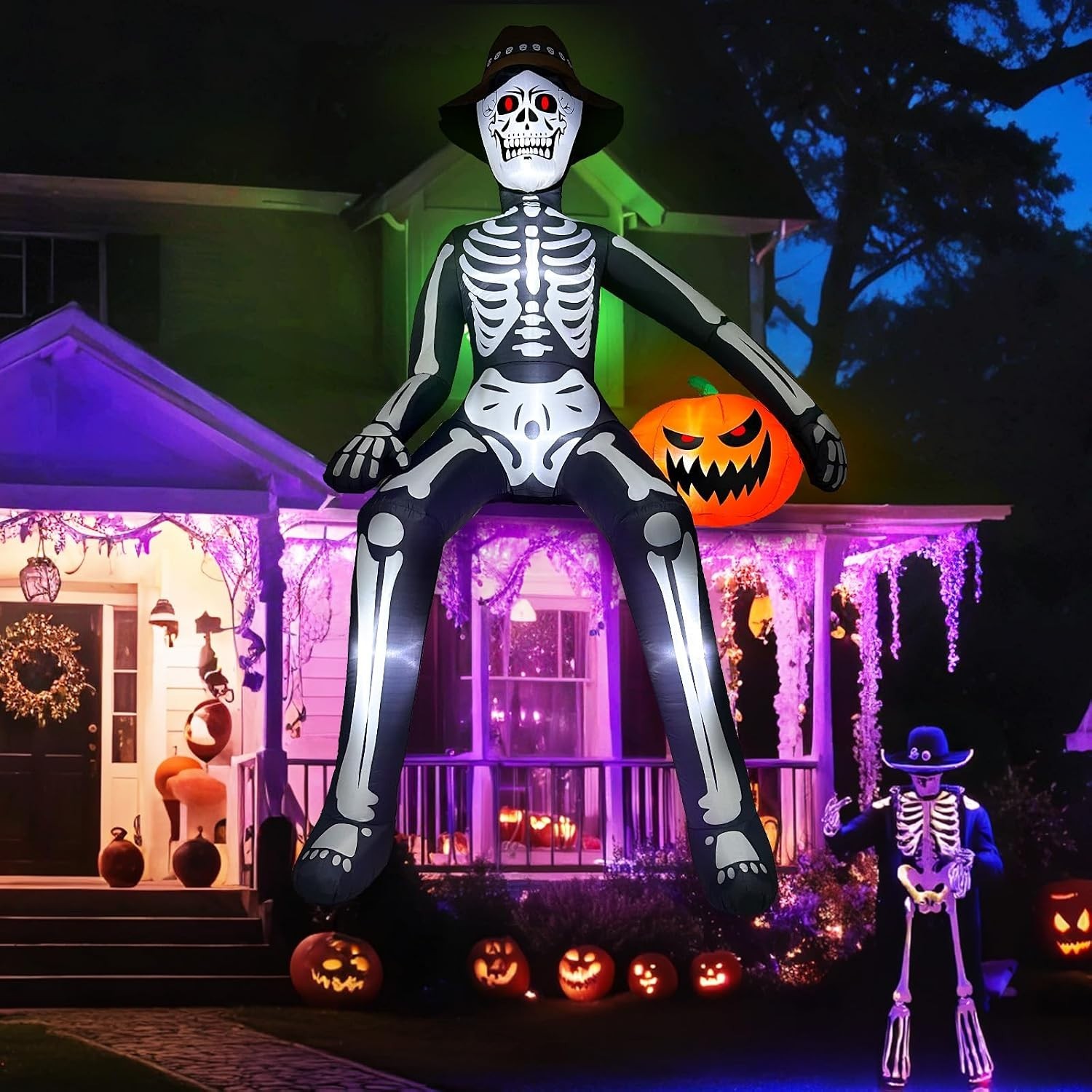 10FT Scary Giant Sitting Skeleton Halloween Inflatables Outdoor Decorations | Bu 10FT Scary Giant Sitting Skeleton Halloween Inflatables Outdoor Decorations | Bu