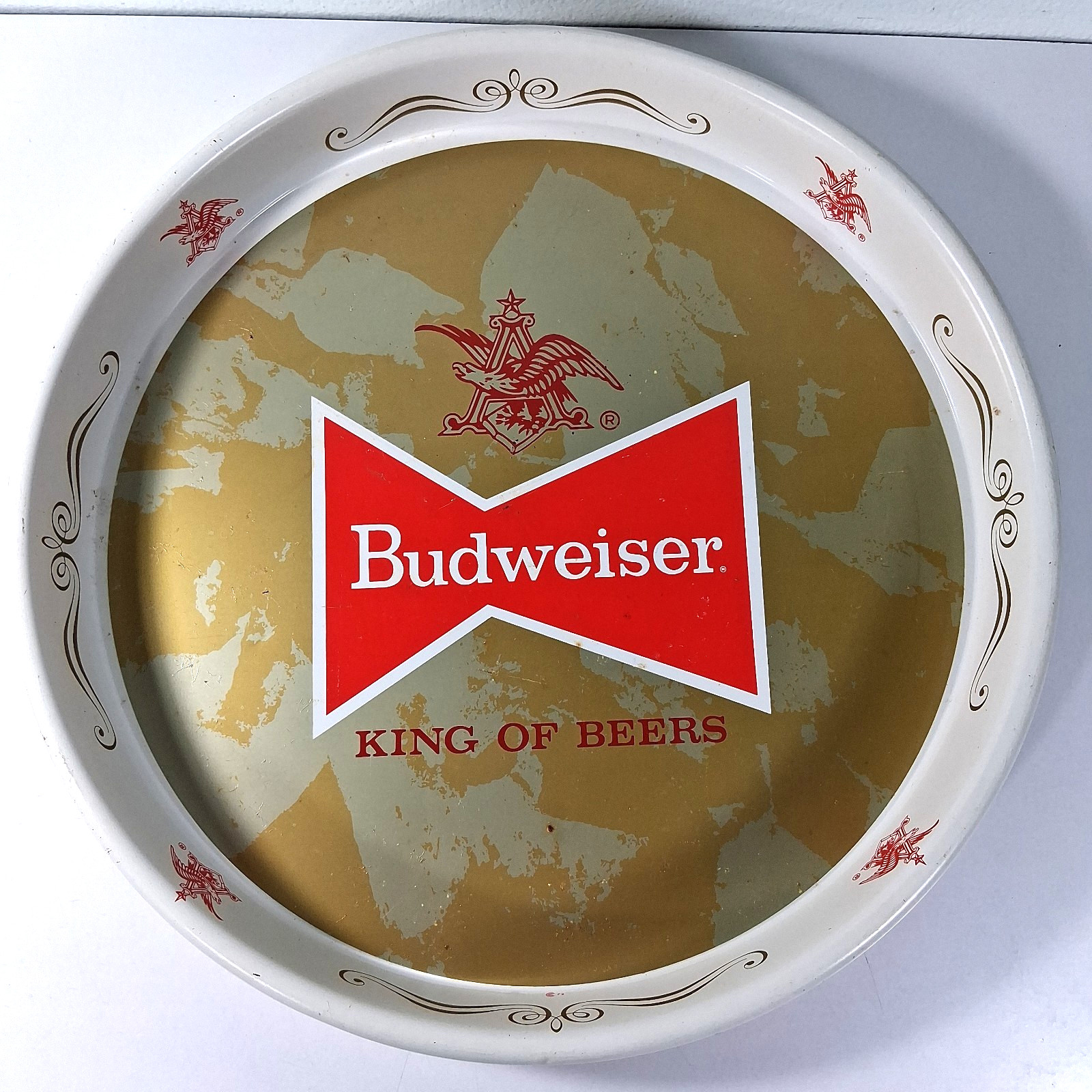 VTG 1960\'s Budweiser King of Beers Metal Serving Tray 13 Man Cave Bar Decor USA VTG 1960\'s Budweiser King of Beers Metal Serving Tray 13 Man Cave Bar Decor USA