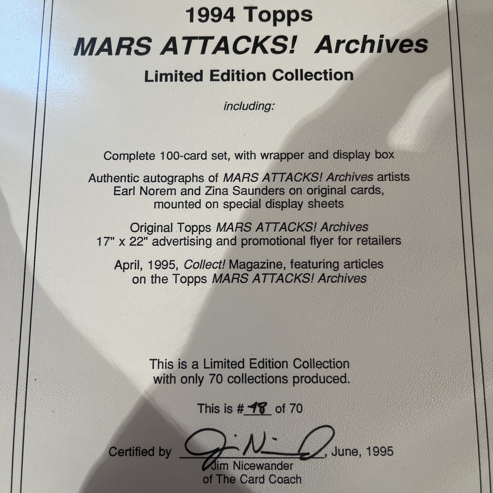 1994 Topps Mars Attacks Archives Only 70 Made 100 Card Set Autos Poster Rare 1994 Topps Mars Attacks Archives Only 70 Made 100 Card Set Autos Poster Rare