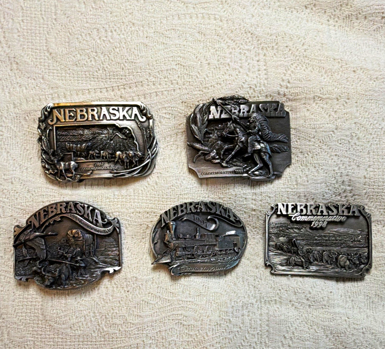 5 Nebraska Commemorative Belt Buckle 1984 1988 1994 1997 1998 Matching #420/1000 5 Nebraska Commemorative Belt Buckle 1984 1988 1994 1997 1998 Matching #420/1000