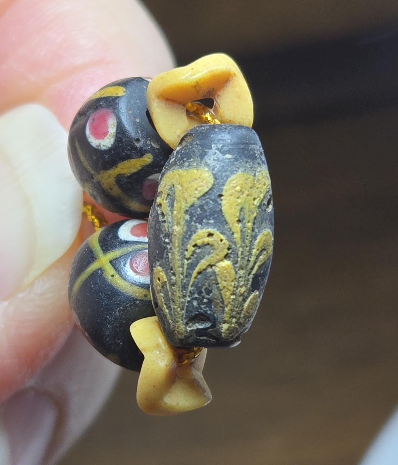 Rare Fancy Yellow Floral TRADE BEADS Venetian Glass African Bead Rare Fancy Yellow Floral TRADE BEADS Venetian Glass African Bead